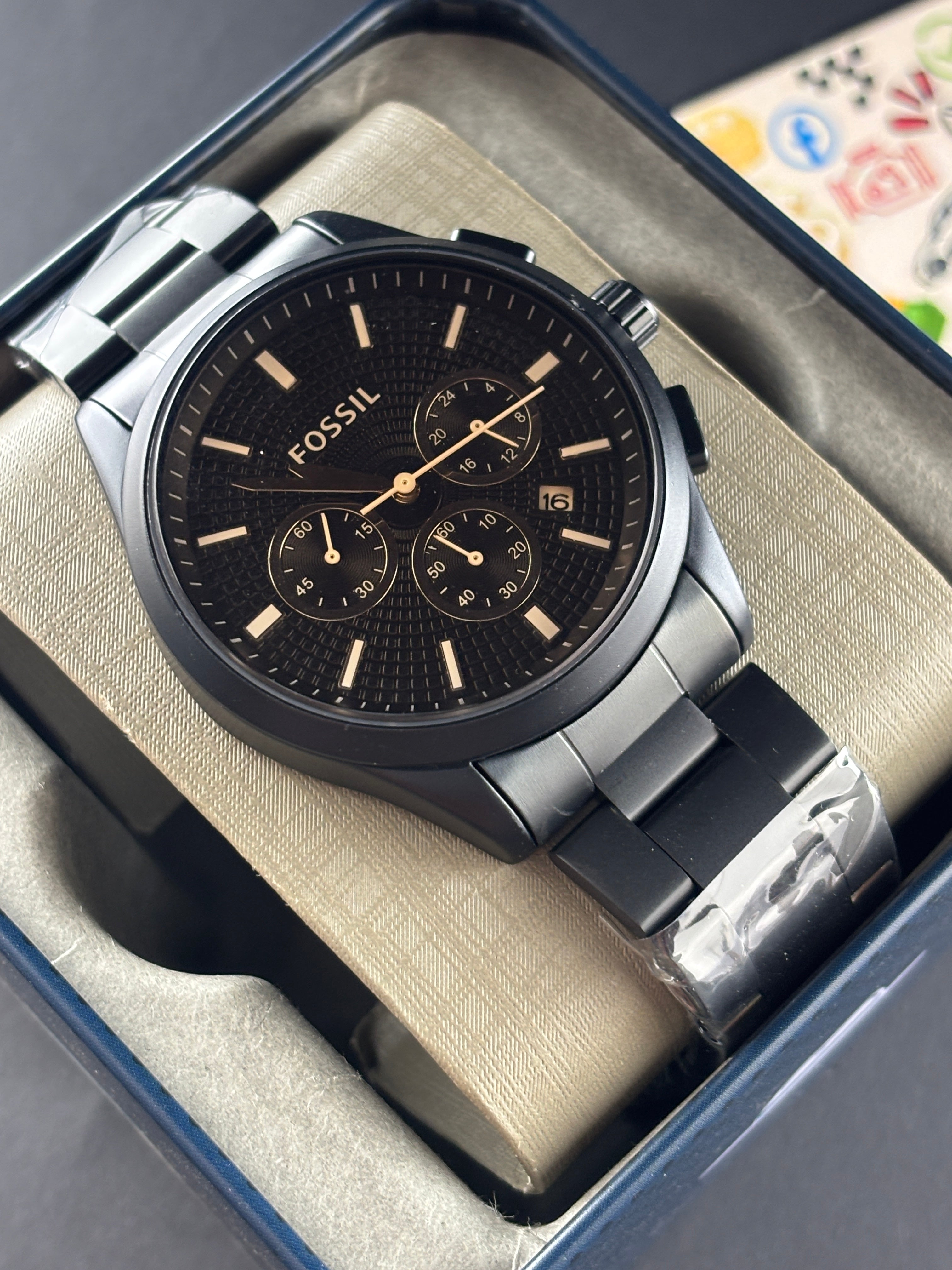 Premium Black Chronograph Style Luxury Watch Black Steel Bracelet – Men