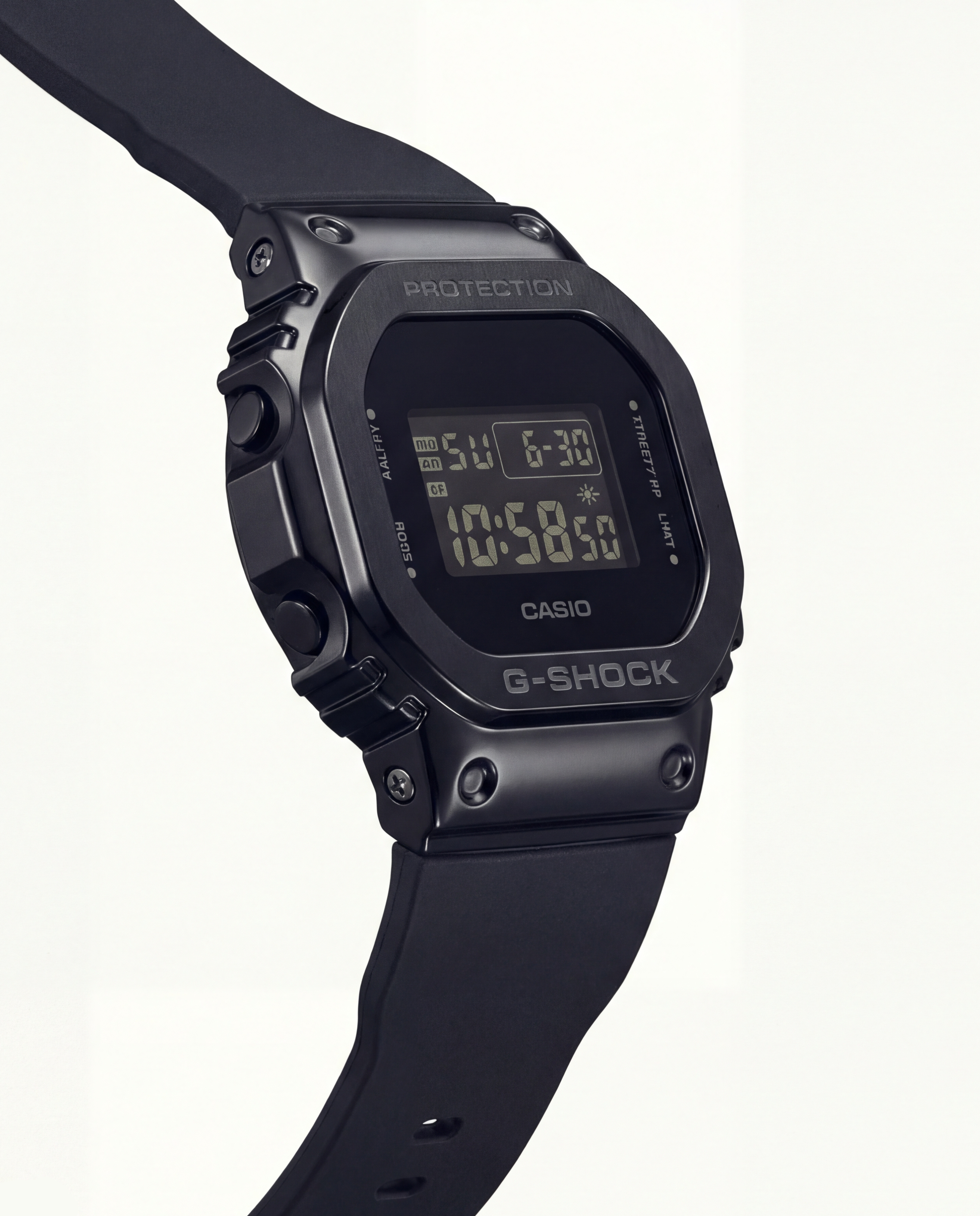 All-Black Digital Shock-Resistant Men’s Watch with Tactical Resin Strap
