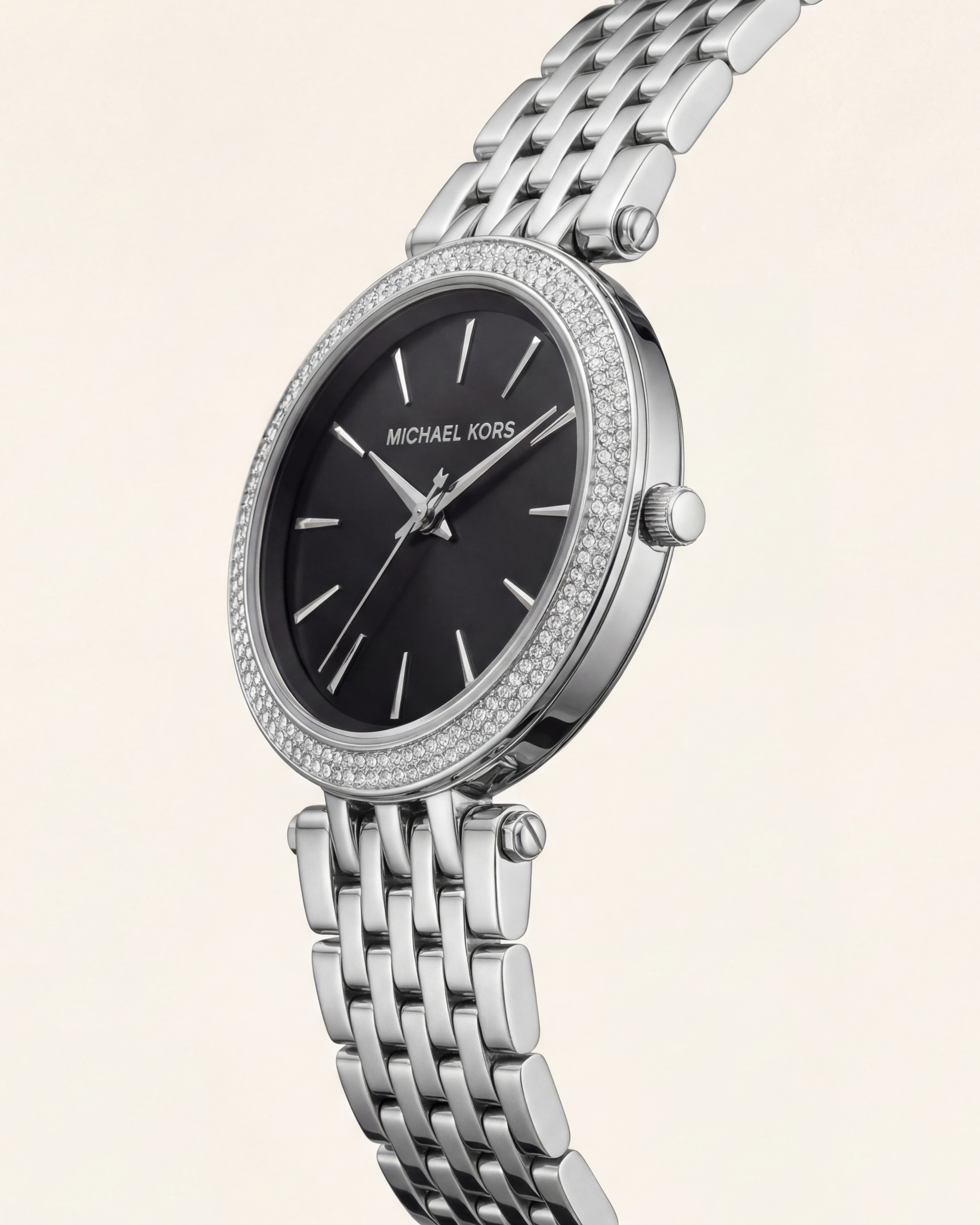 Stainless Steel Crystal Bezel Black Dial Luxury Bracelet Watch – Women