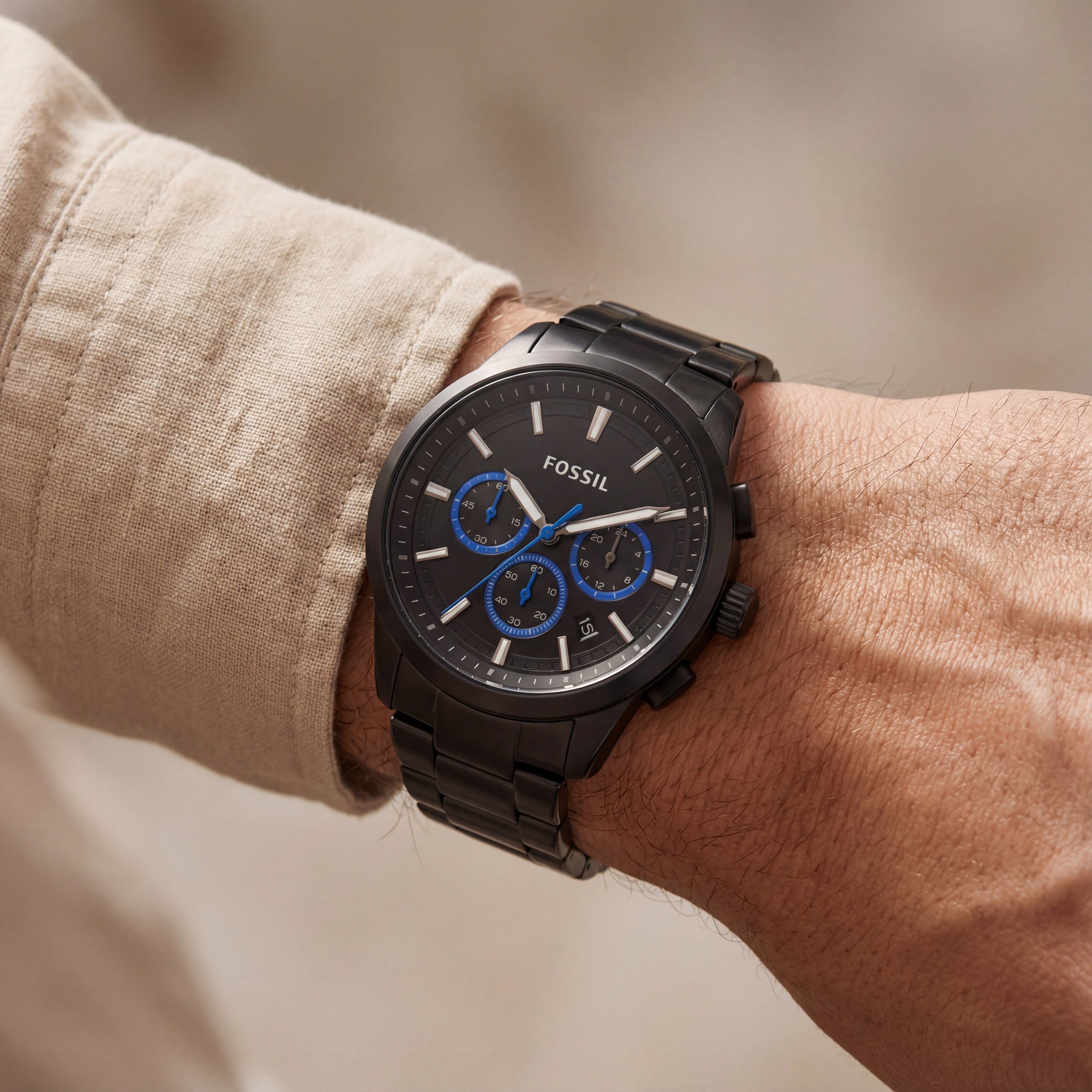 Ryder Stealth Black Blue-Accent Chronograph Watch