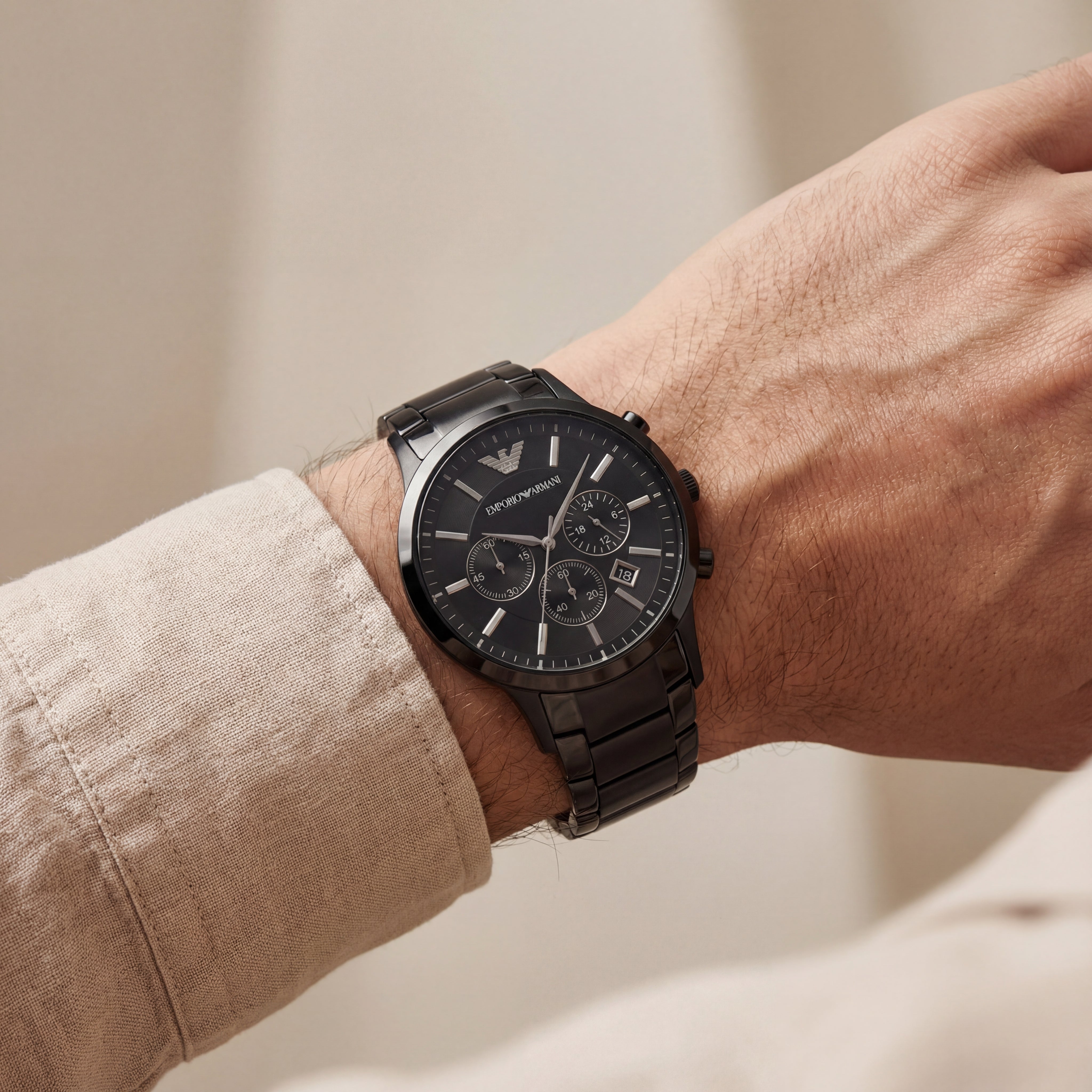 Luxury Full Black Chronograph Style Wrist Watch