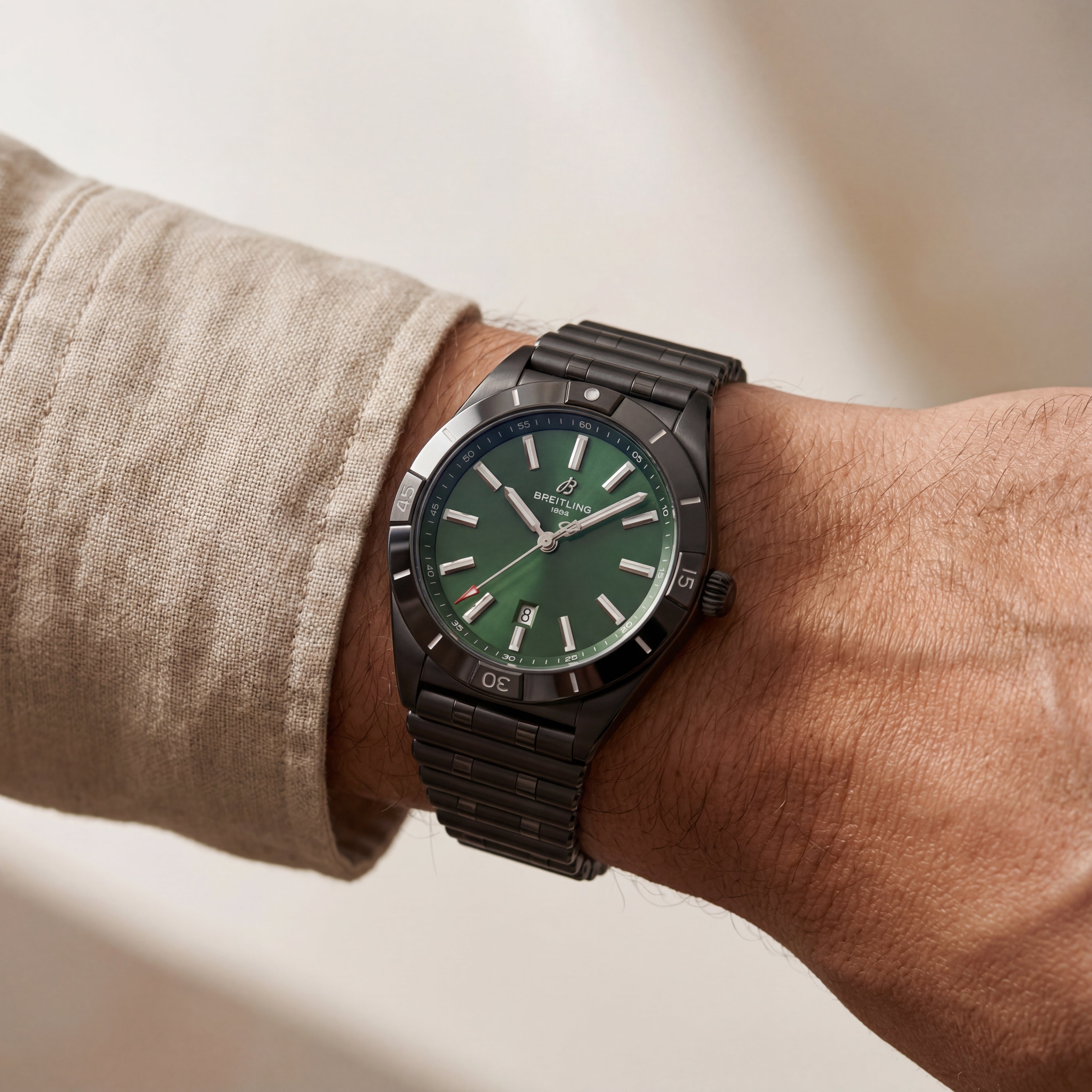 Midnight Black Green Sunburst Luxury Men’s Watch