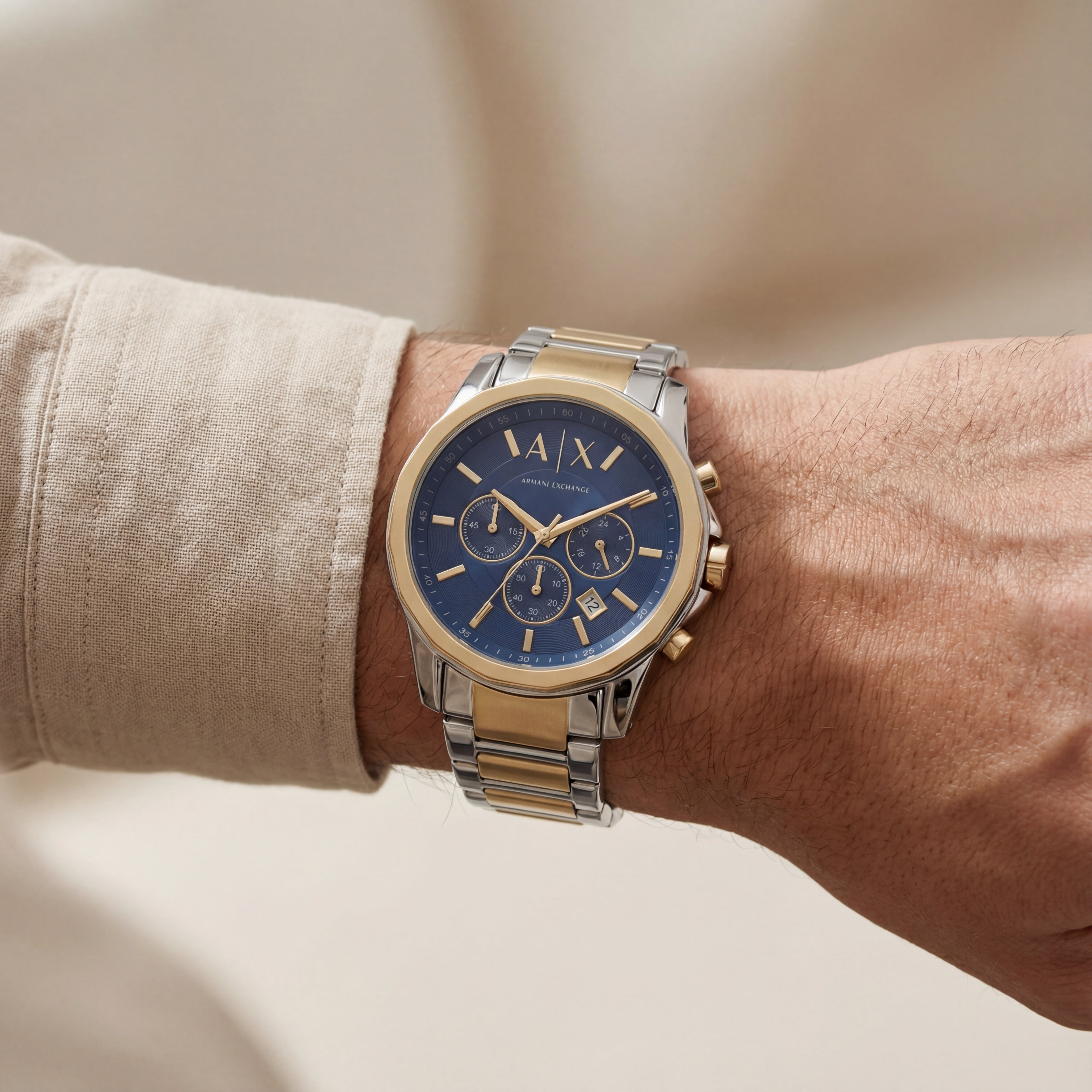 Centrix Royal Blue Silver–Gold Chronograph Watch