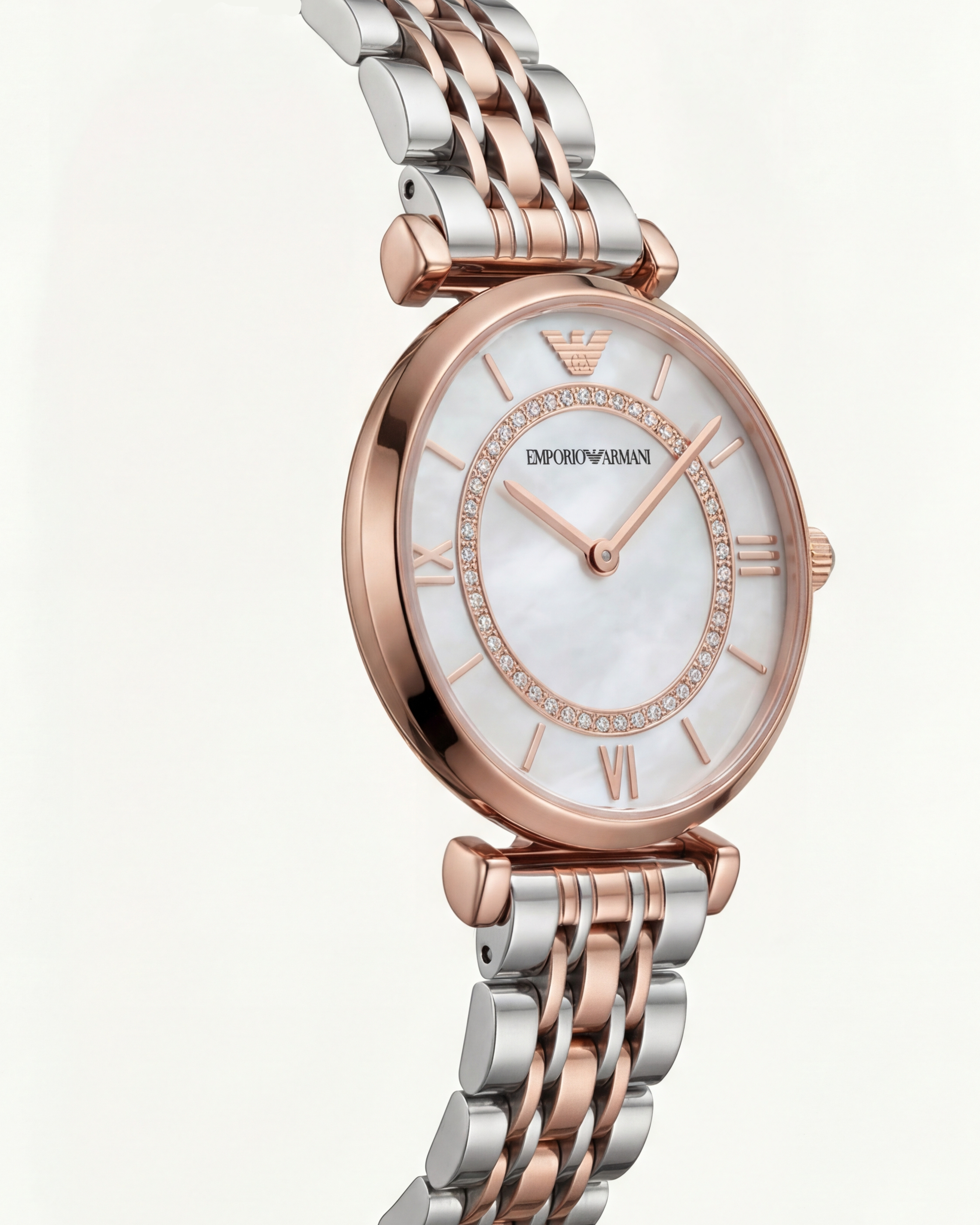 Pearl Halo Crystal Watch – Two-Tone Rose Edition