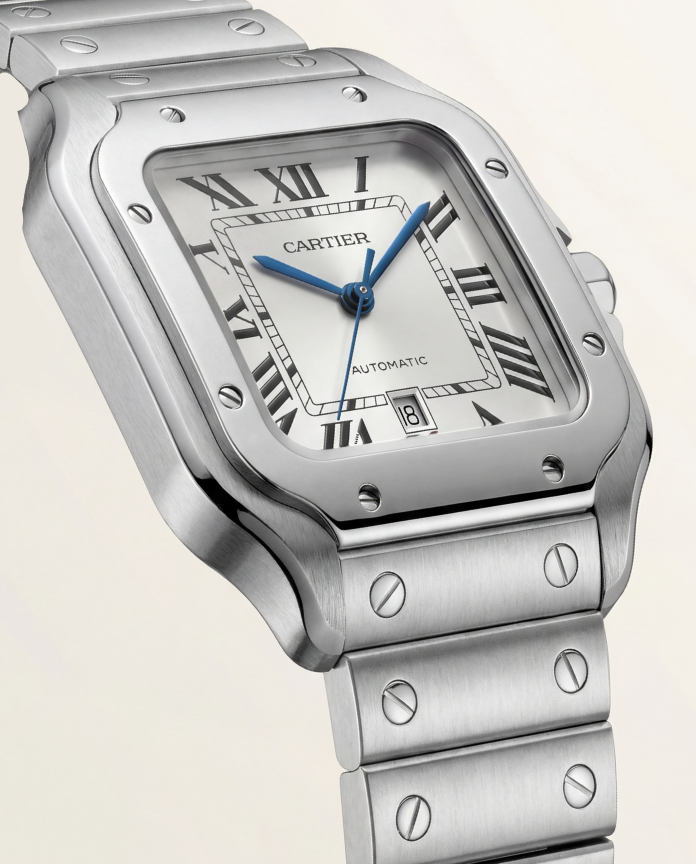 Silver Square Automatic Roman Dial Steel Watch
