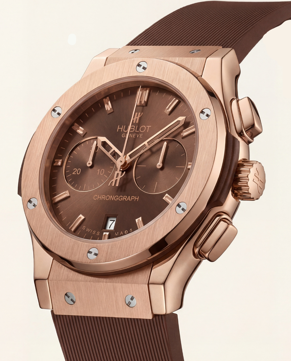 Rose Gold Chronograph Watch – Brown Strap Luxury Edition