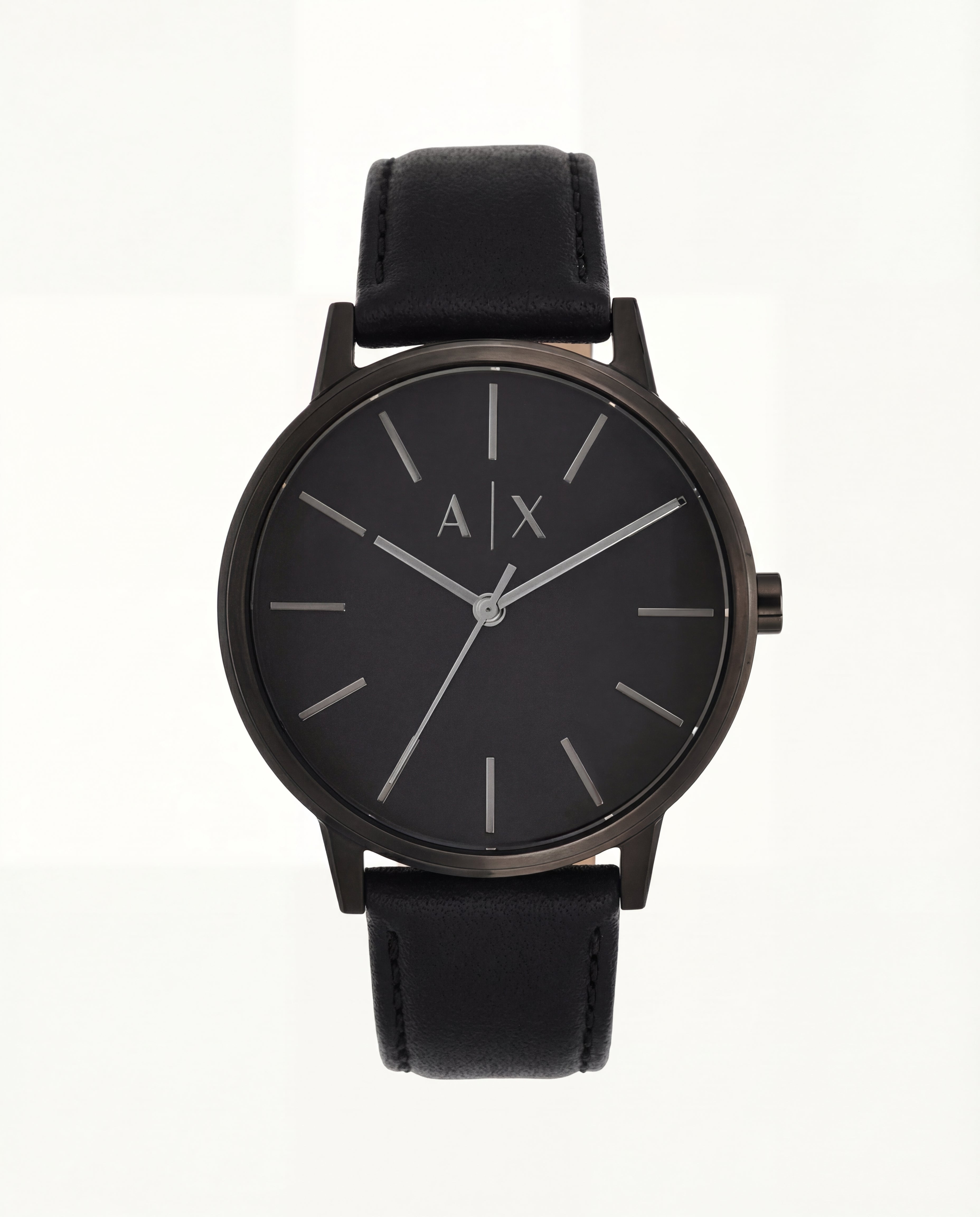 Midnight Black Minimal Leather Strap Watch