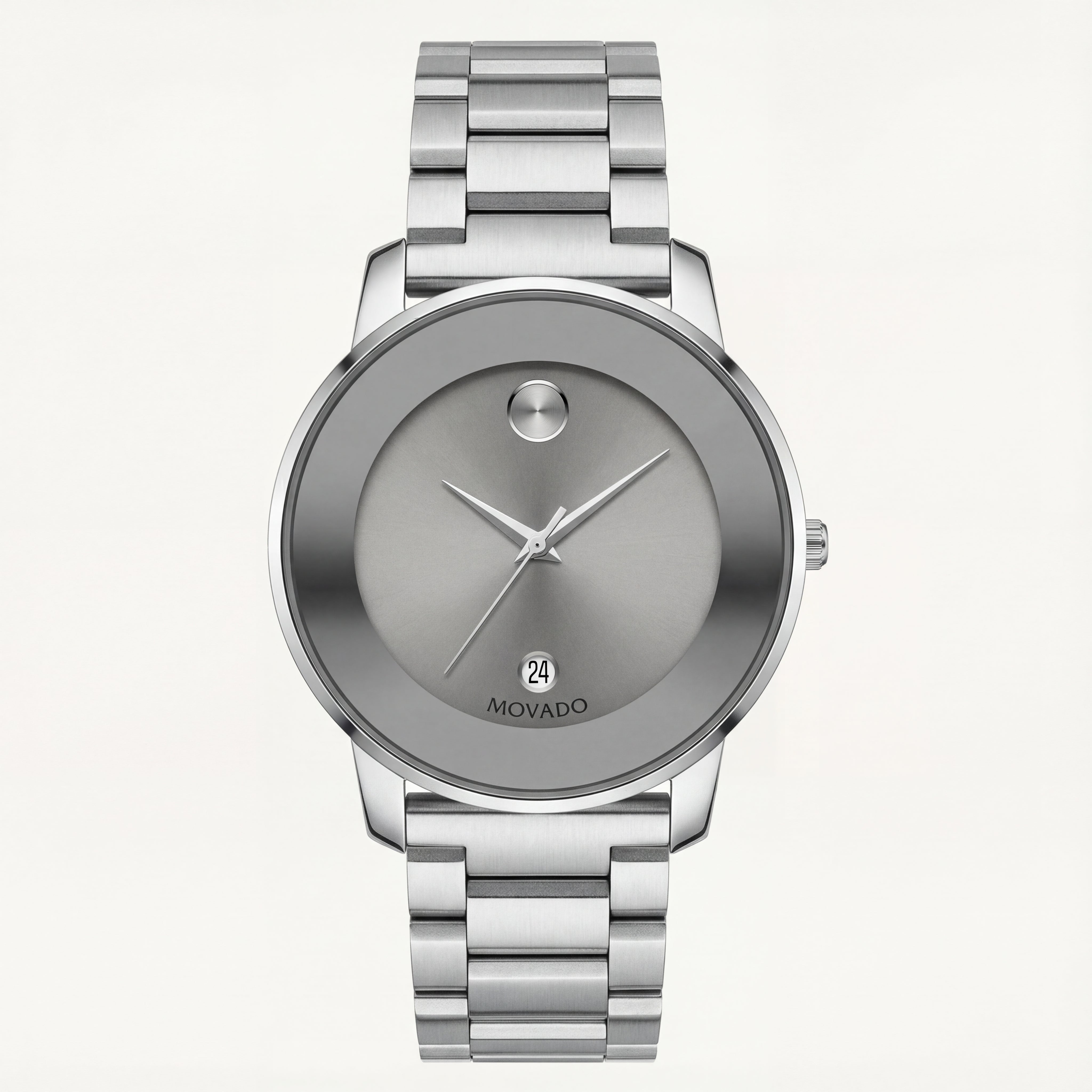 Pure Silver Minimalist Men’s Stainless Steel Watch