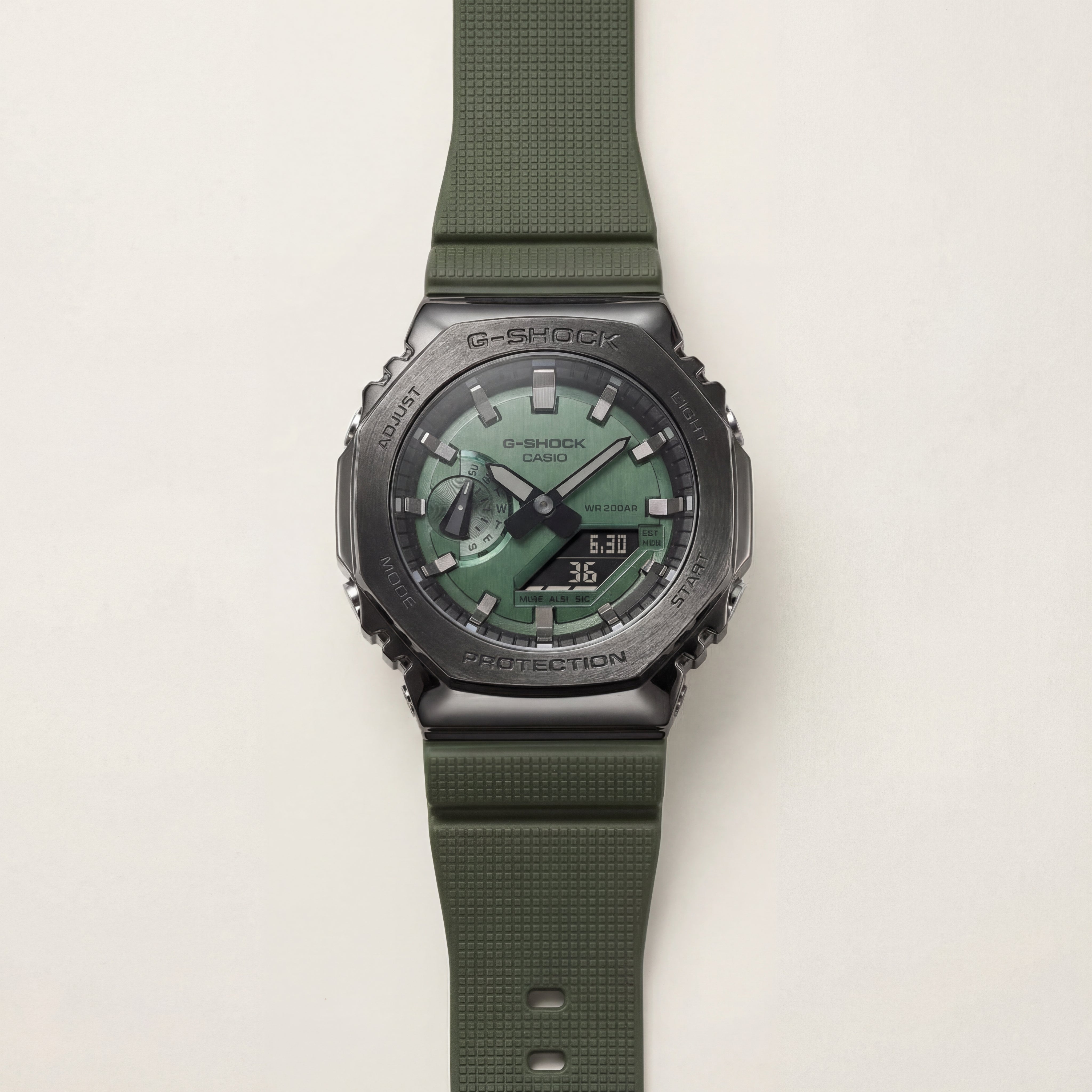 Olive Green Tactical Analog-Digital Sports Watch for Men