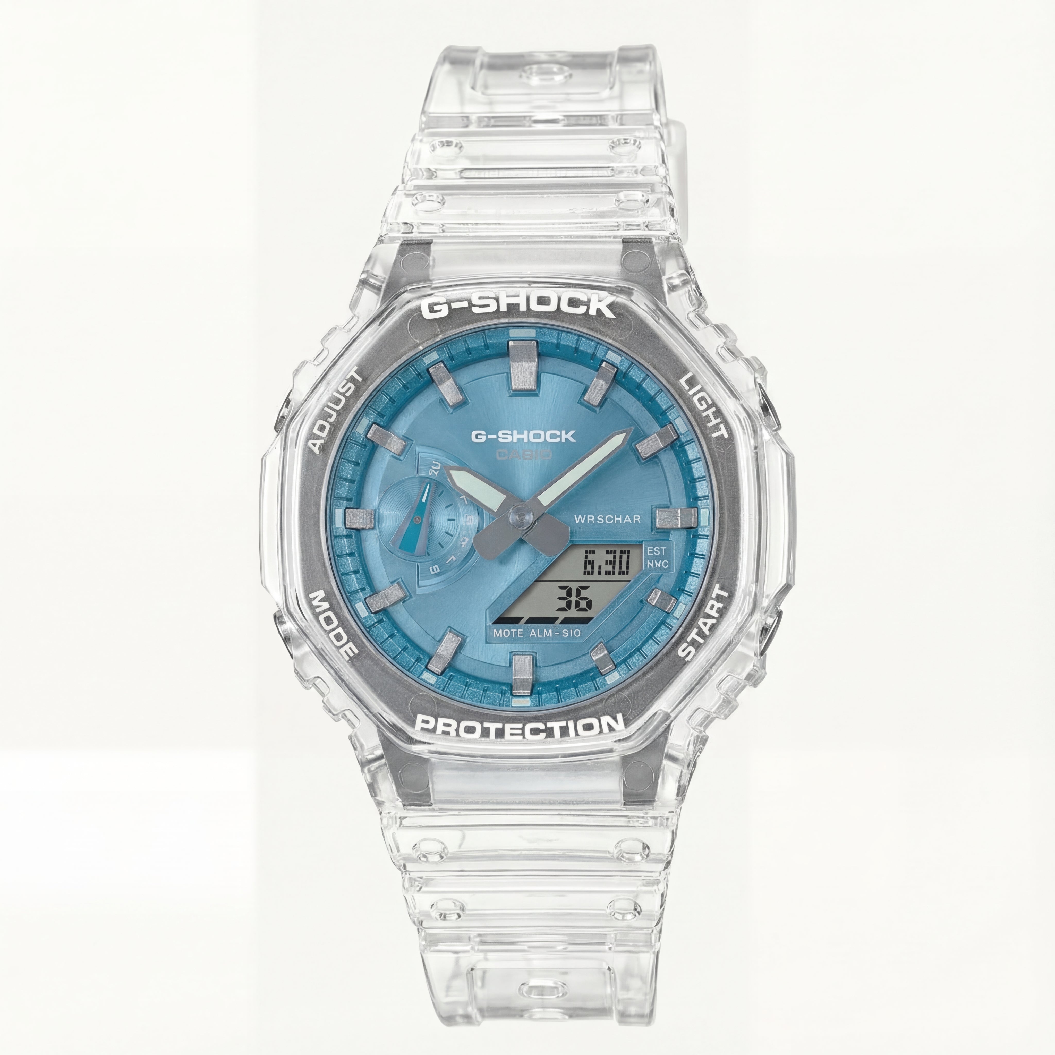 Transparent Case Blue Dial Digital-Analog Men’s Watch