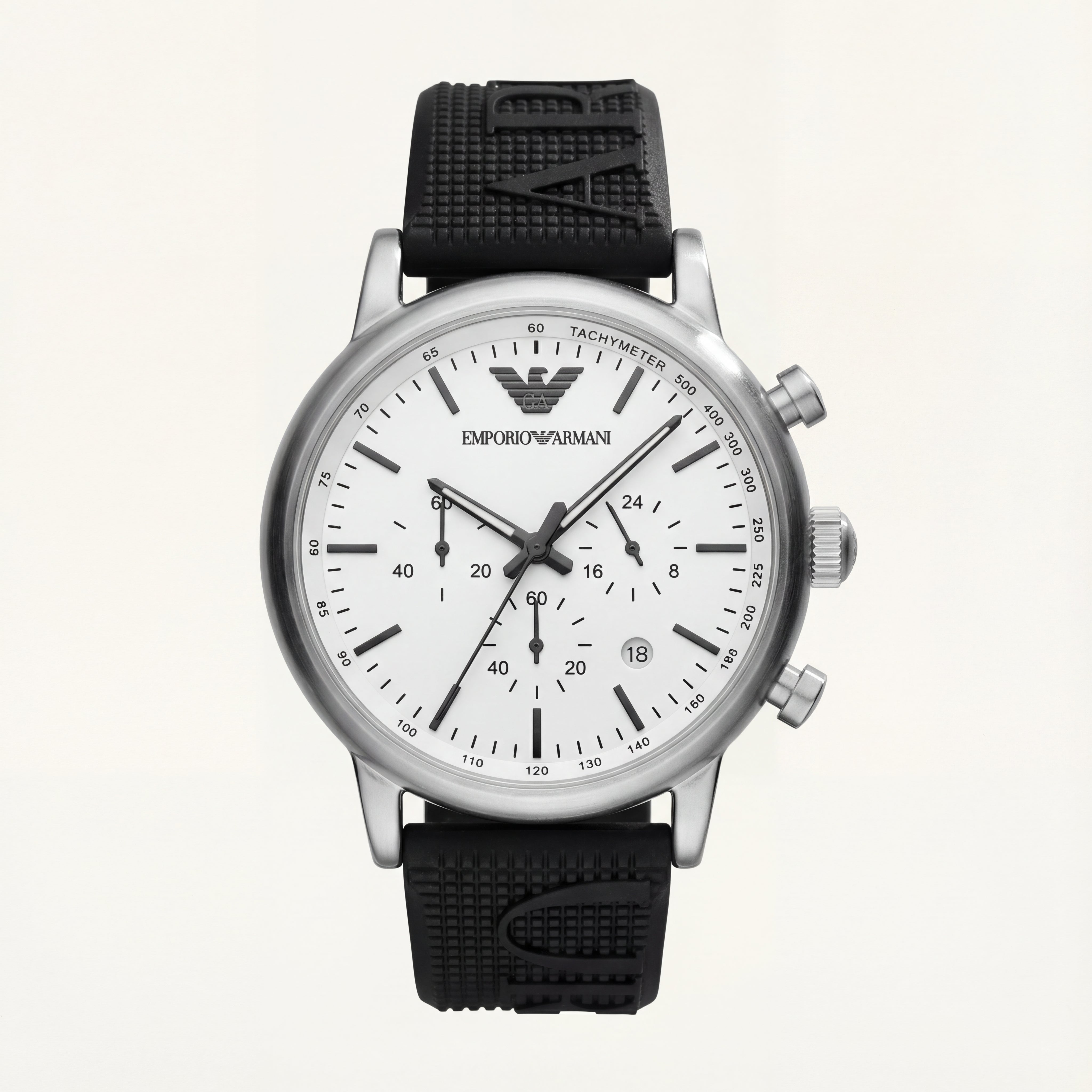 Premium White Dial Chronograph Men’s Watch with Rubber Strap