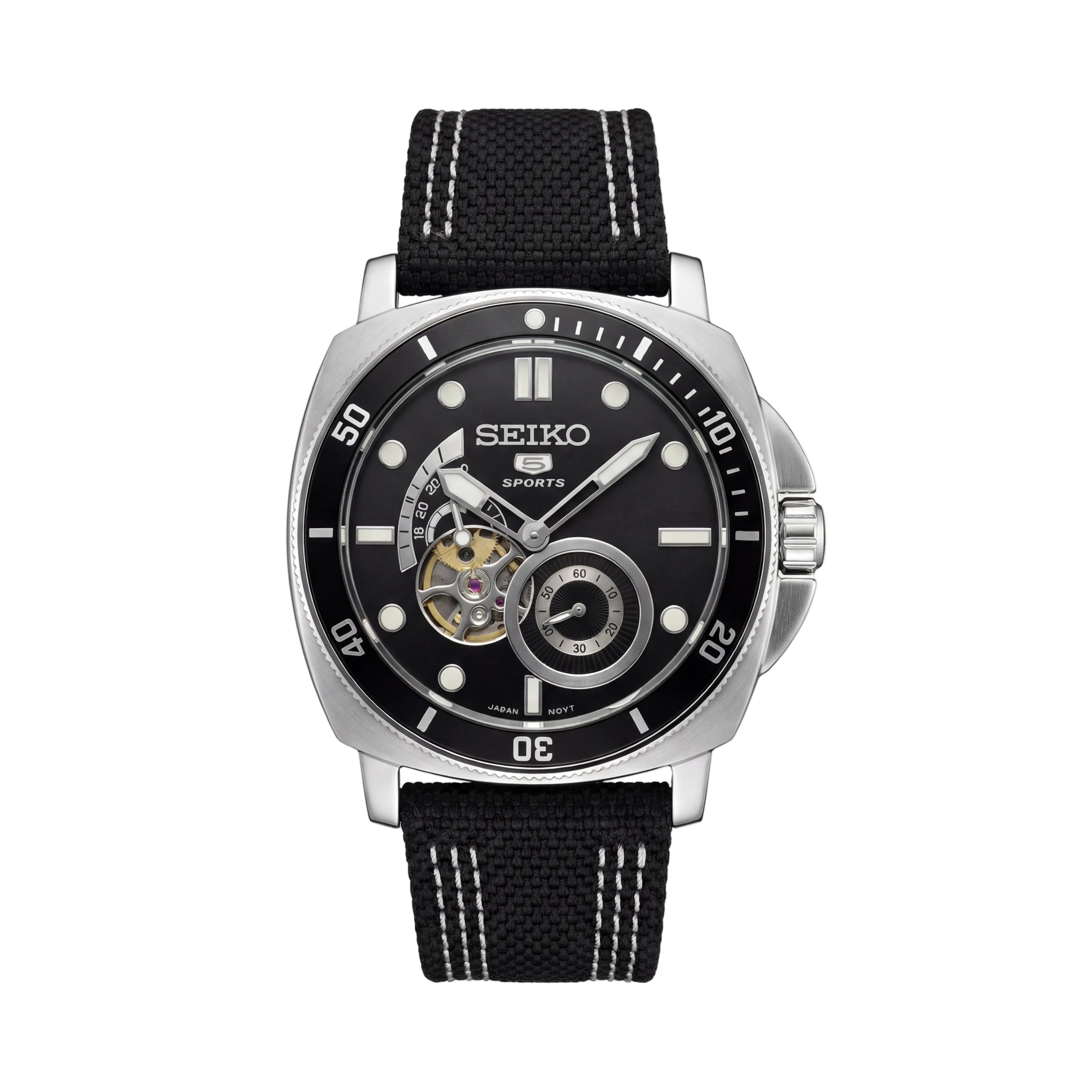 Premium Automatic Men’s Watch with Open Heart Dial & Black Strap