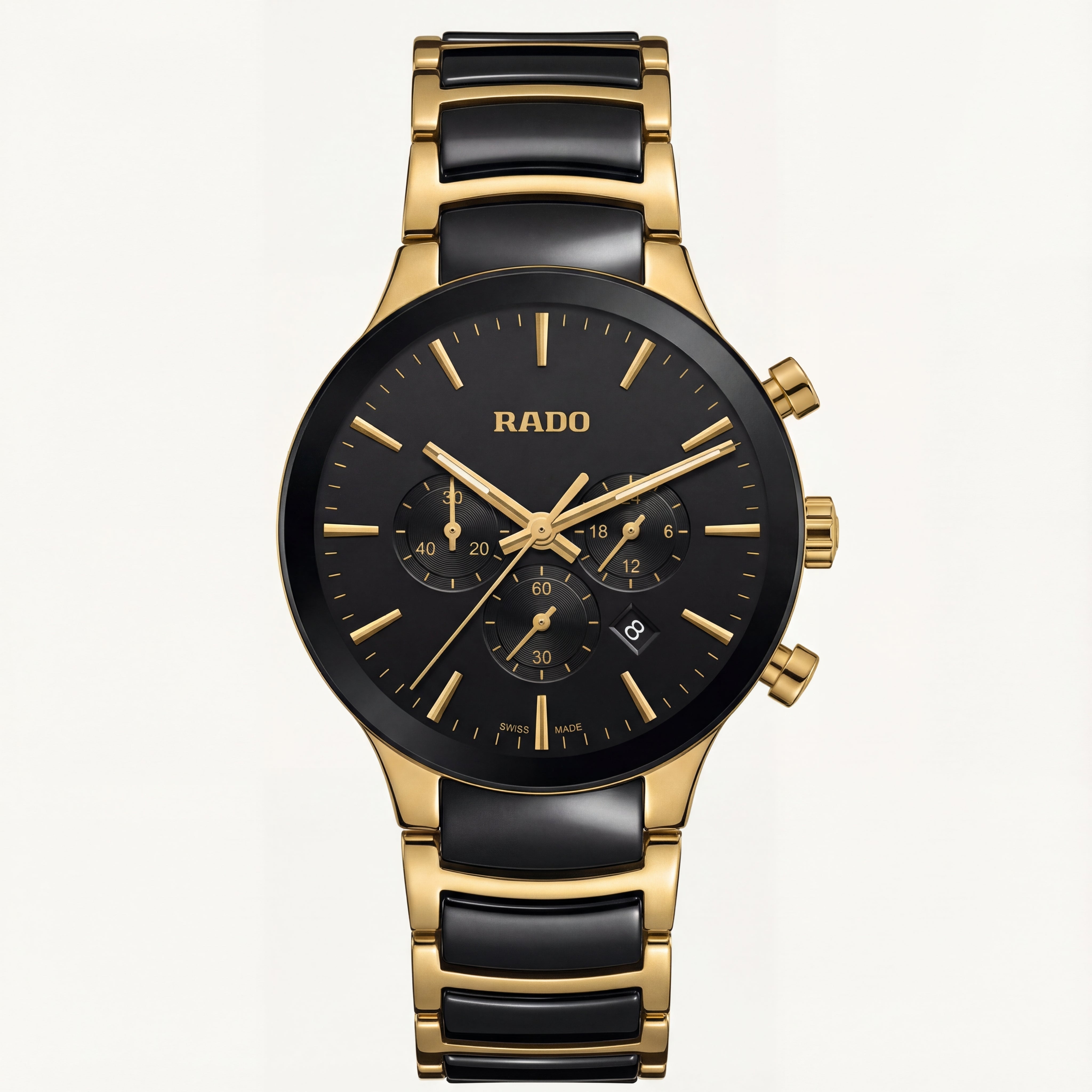 Designer Men’s Chronograph Watch with Gold Case & Black Dial