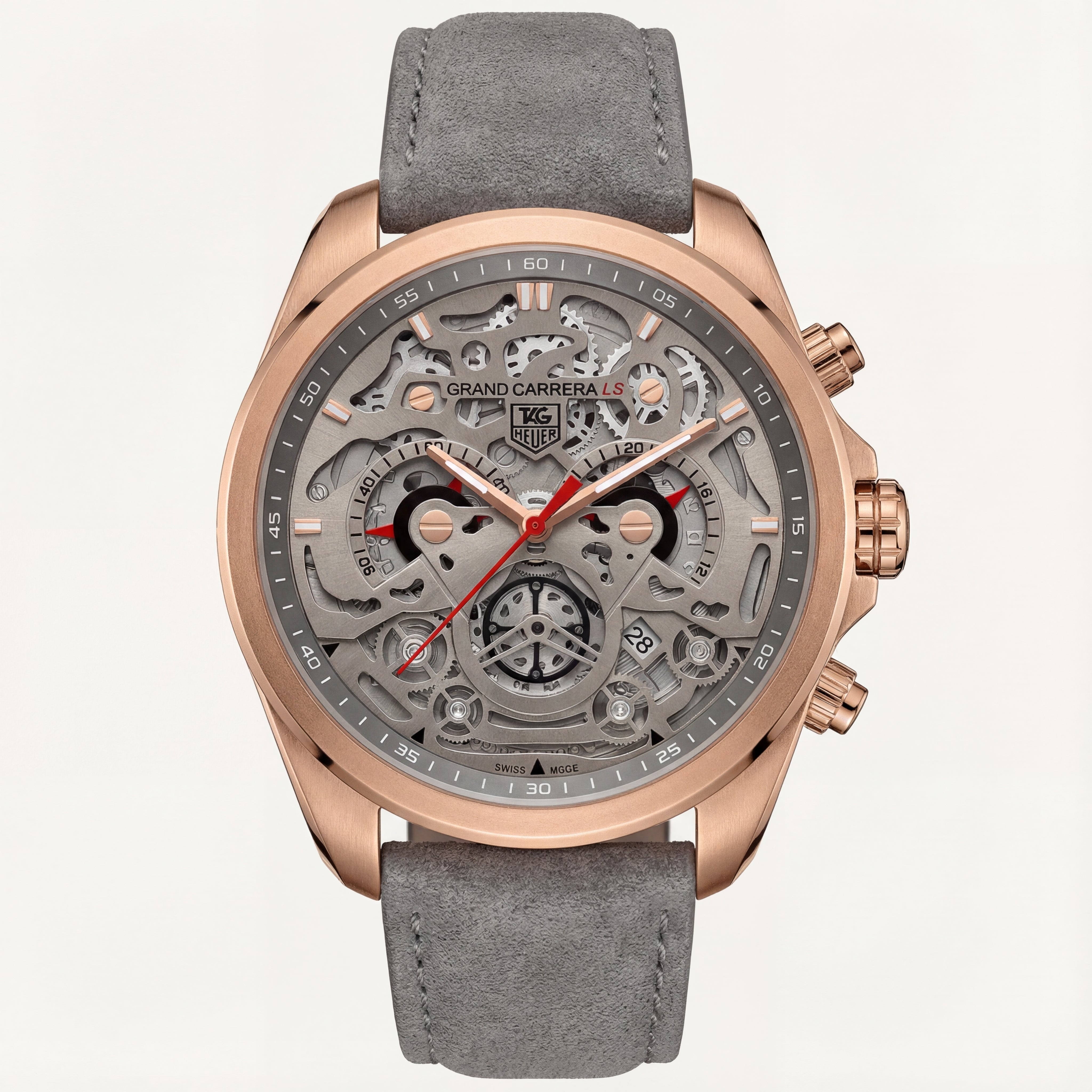 Premium Open-Work Skeleton Dial Watch with Suede Leather Strap