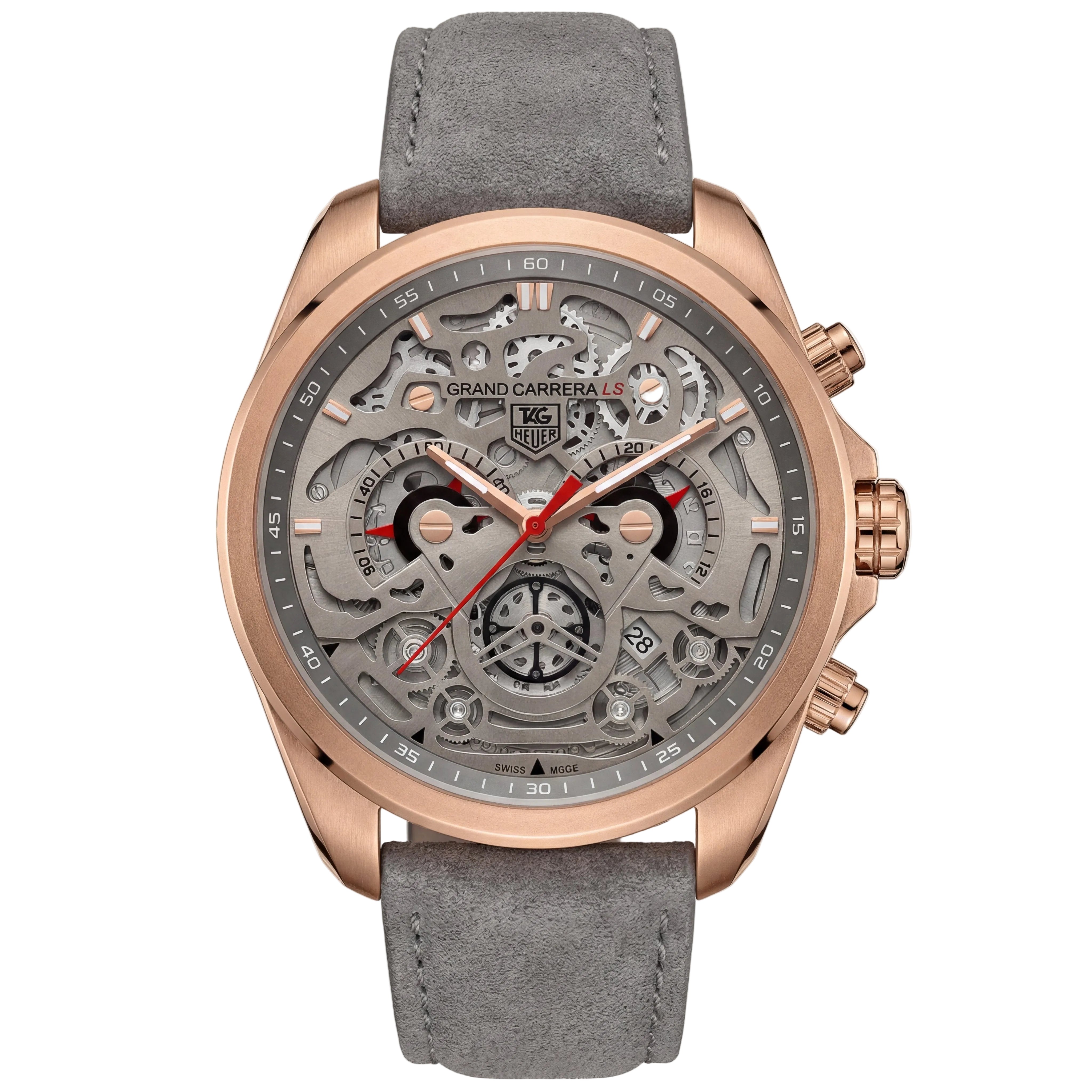 Premium Open-Work Skeleton Dial Watch with Suede Leather Strap
