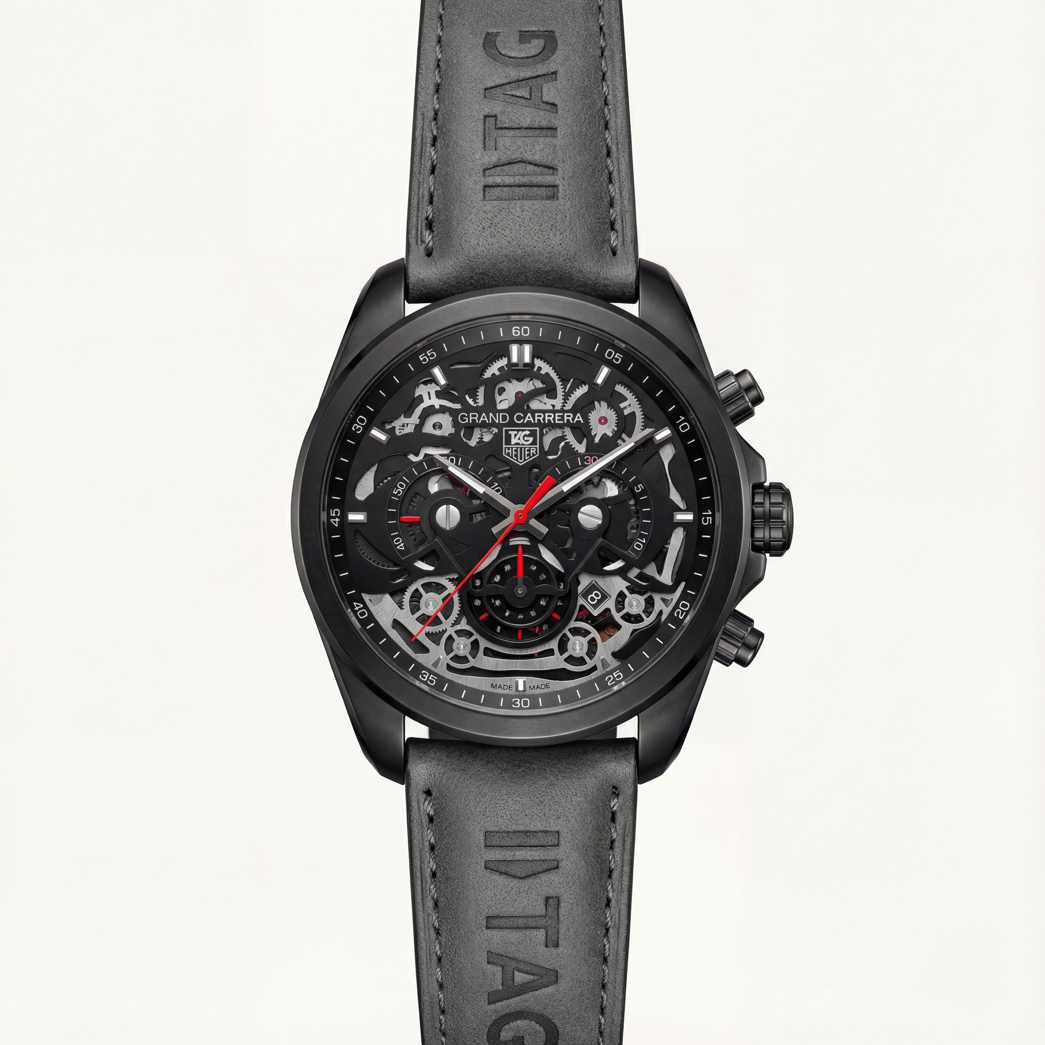 All-Black Skeleton Chronograph Watch for Men – Racing Edition