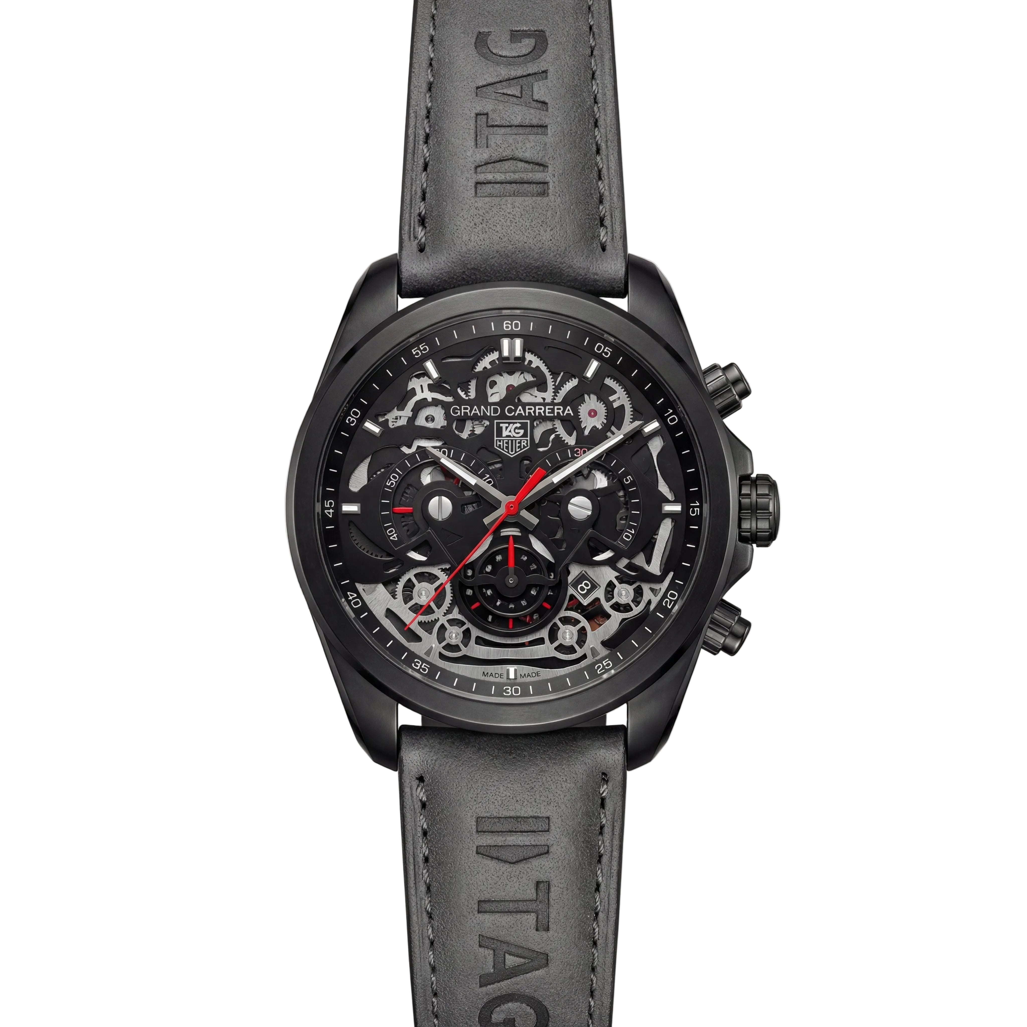 All-Black Skeleton Chronograph Watch for Men – Racing Edition