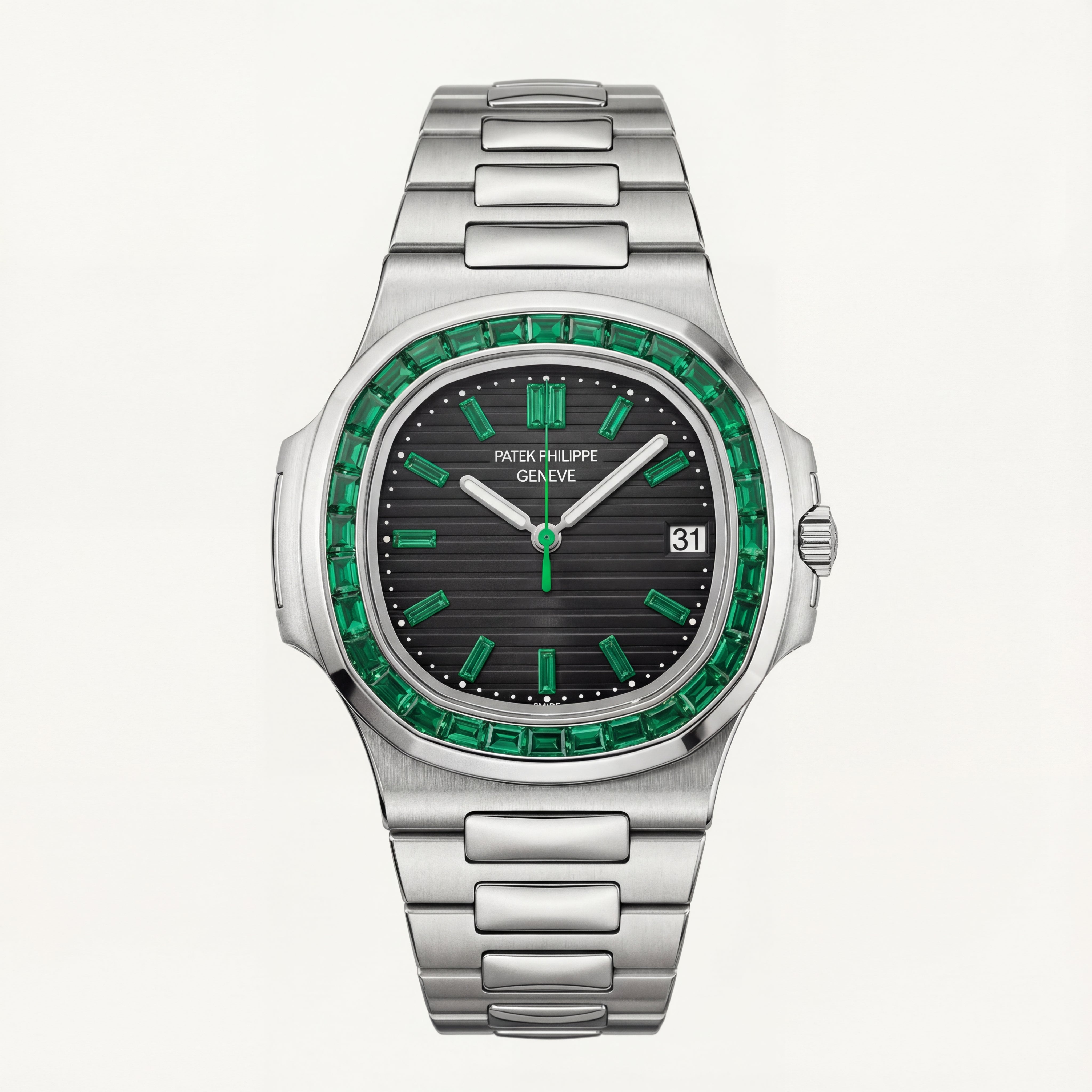 Emerald Bezel Luxury Stainless Steel Watch for Men – Elite Edition