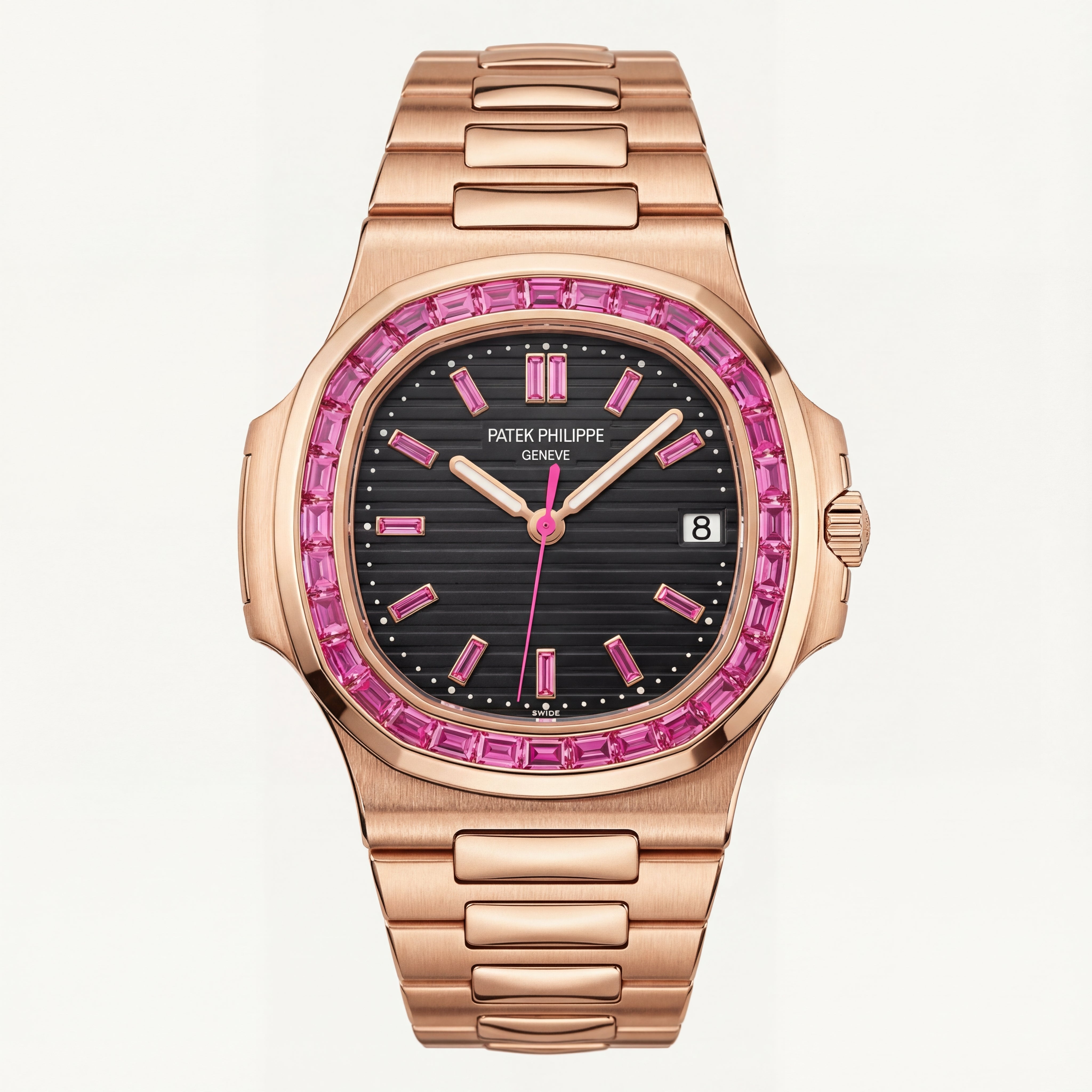 Rose Gold Luxury Watch with Pink Stone Inspired Bezel – Premium Series