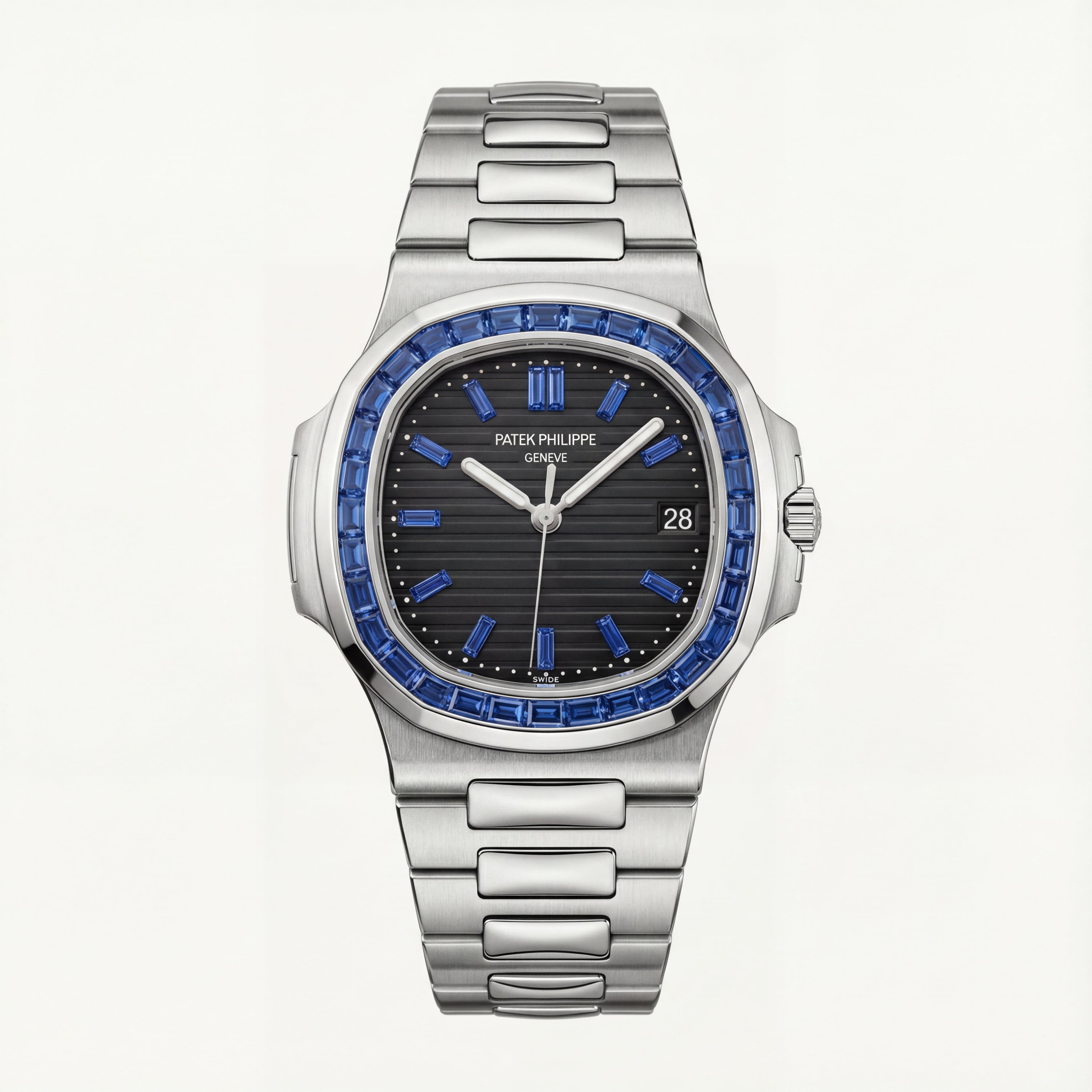 Silver Blue Crystal Bezel Luxury Steel Watch – Premium Edition