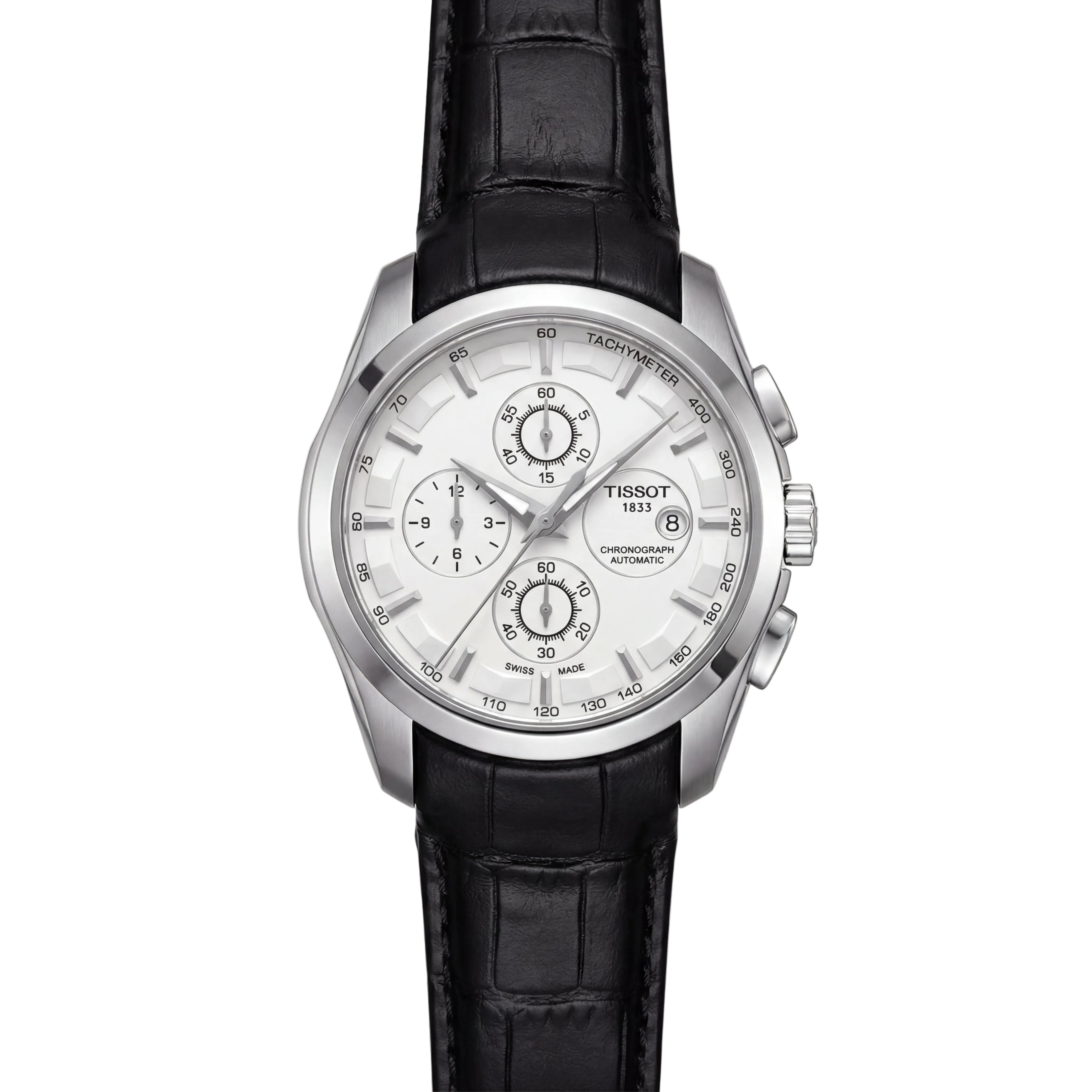 Luxury Chronograph Style Watch with Tachymeter Dial & Leather Strap