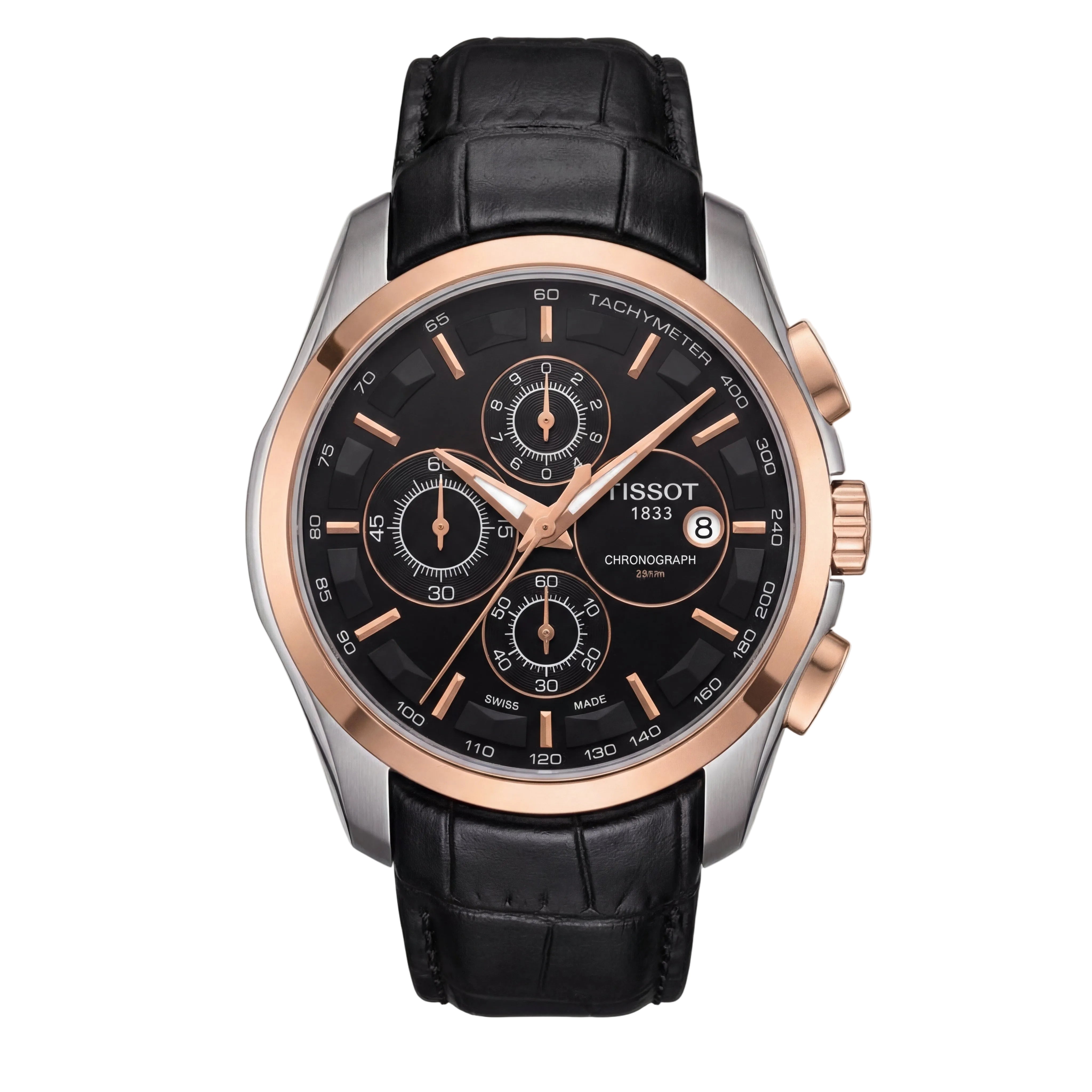 Premium Chronograph Style Watch – Black Dial & Rose Gold Finish