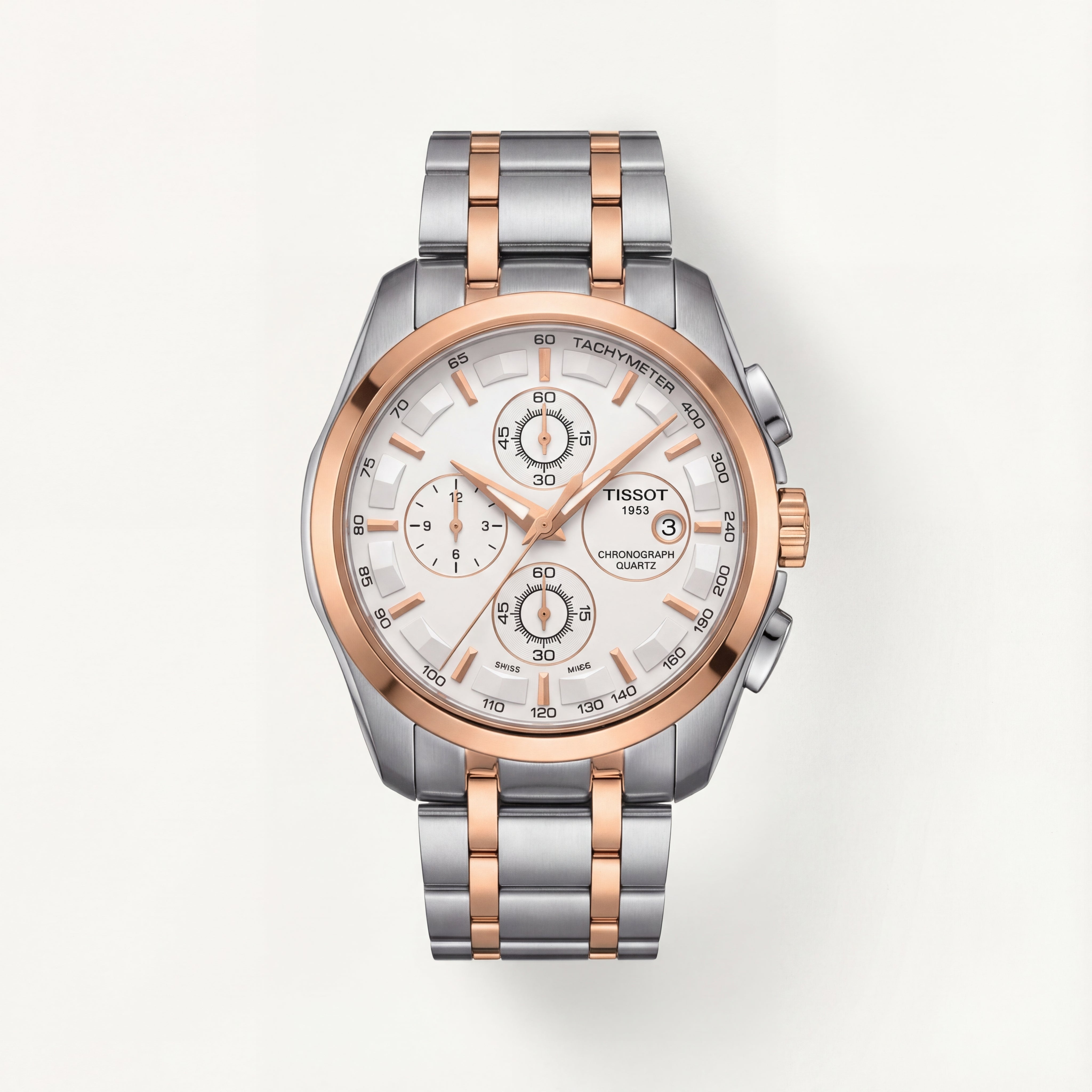 Men’s Silver & Rose Gold Chronograph Style Watch – Premium Design