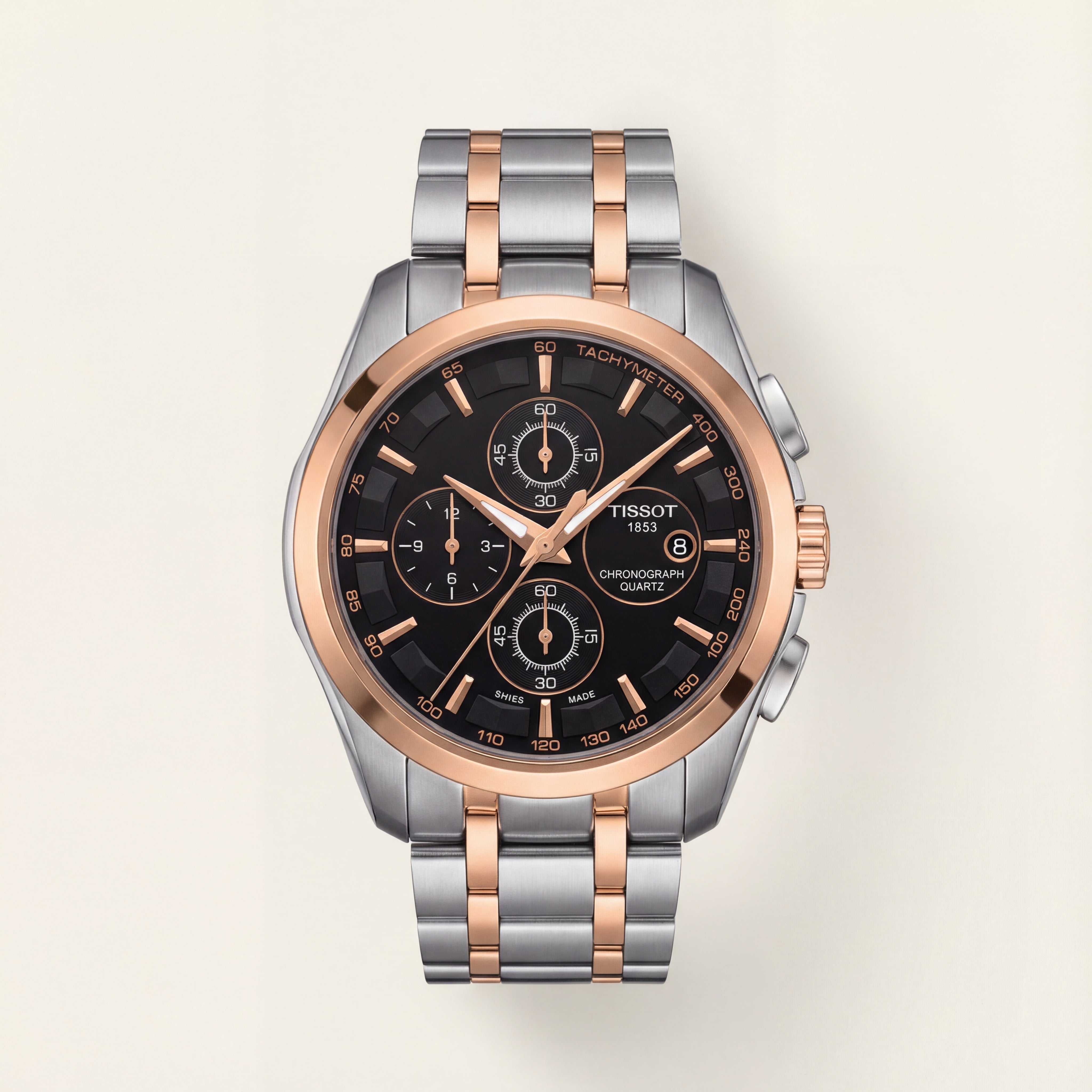 Luxury Black Dial Two-Tone Chronograph Watch for Men