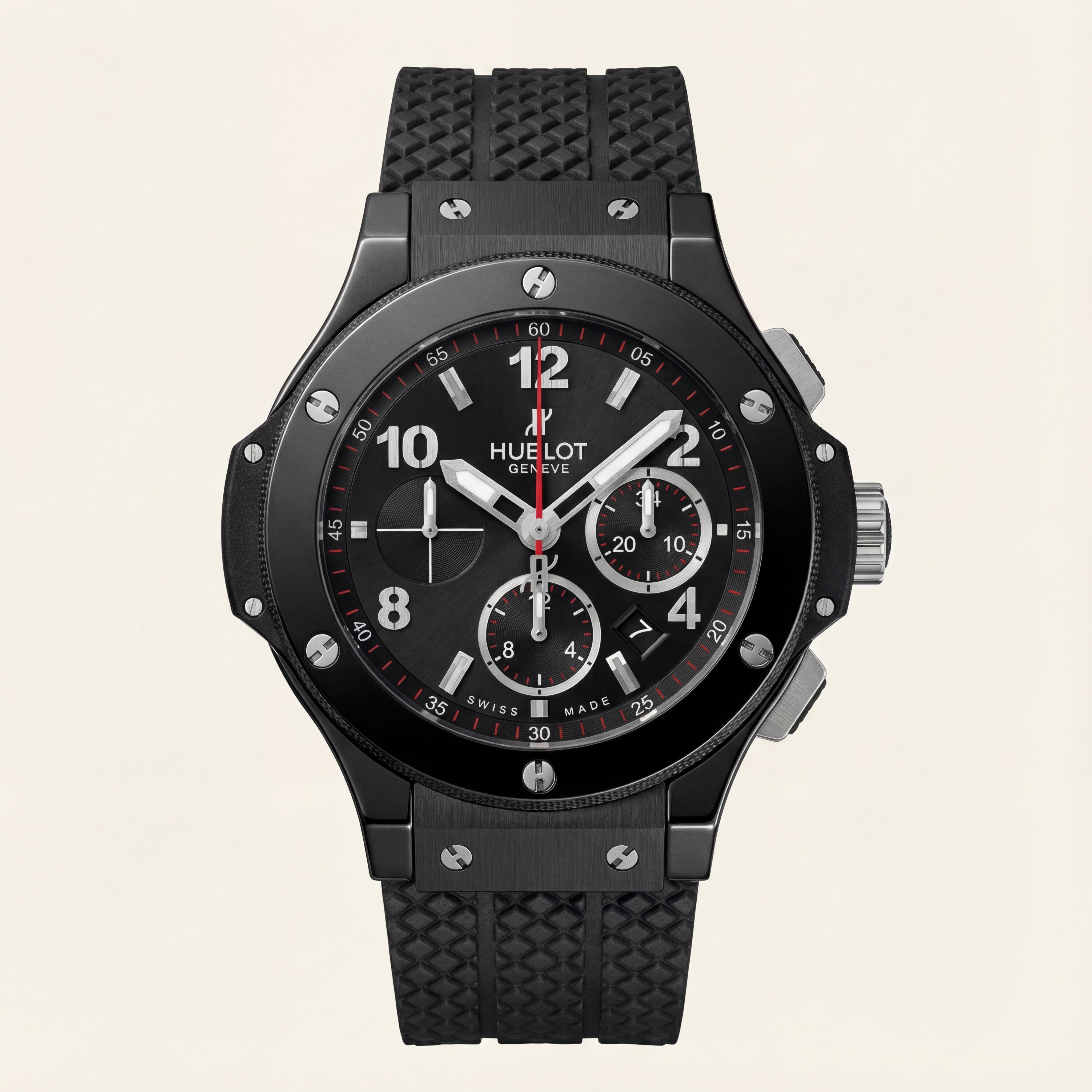 Stealth Black Chronograph Rubber Strap Men’s Watch
