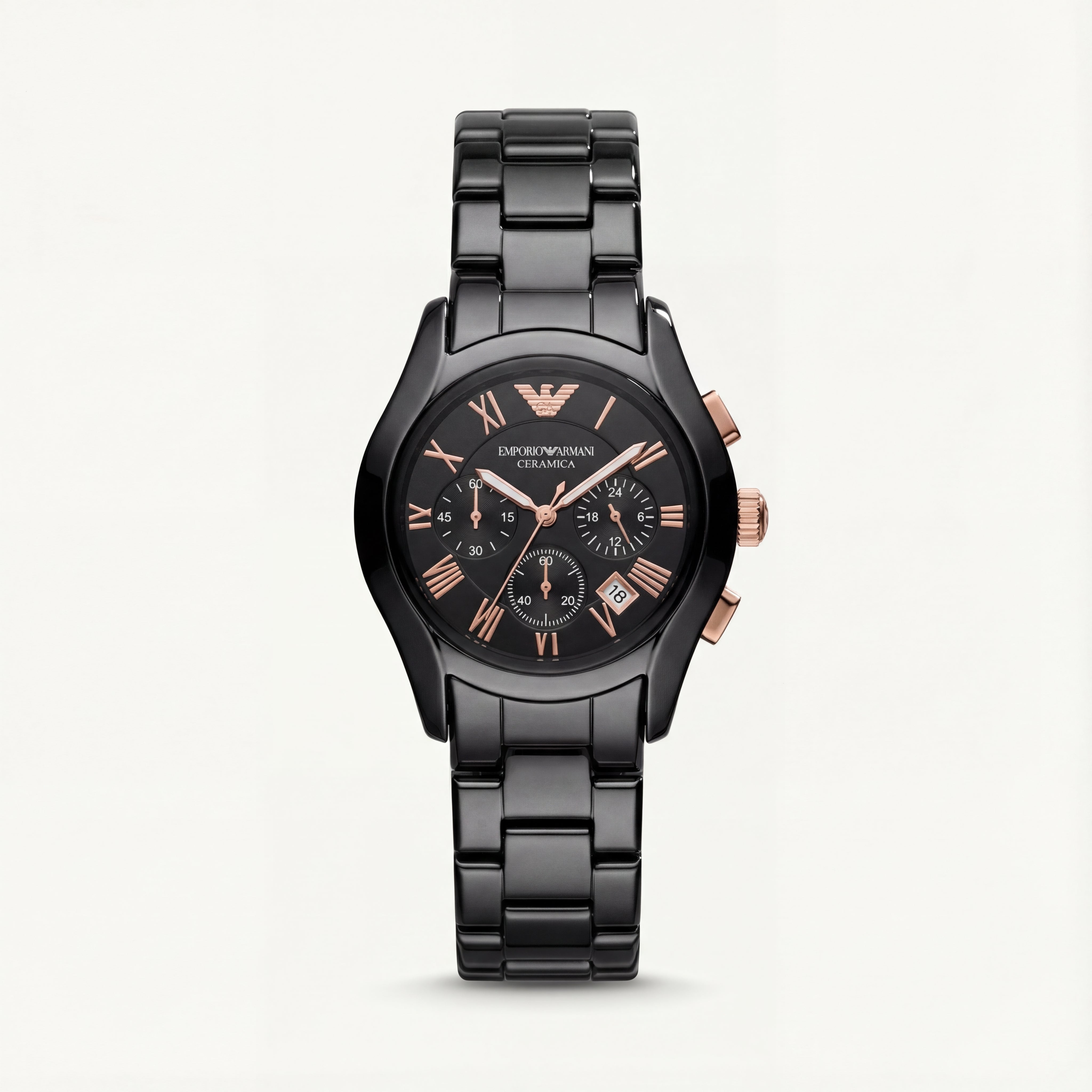 Black Ceramic Rose-Gold Accent Chronograph Watch