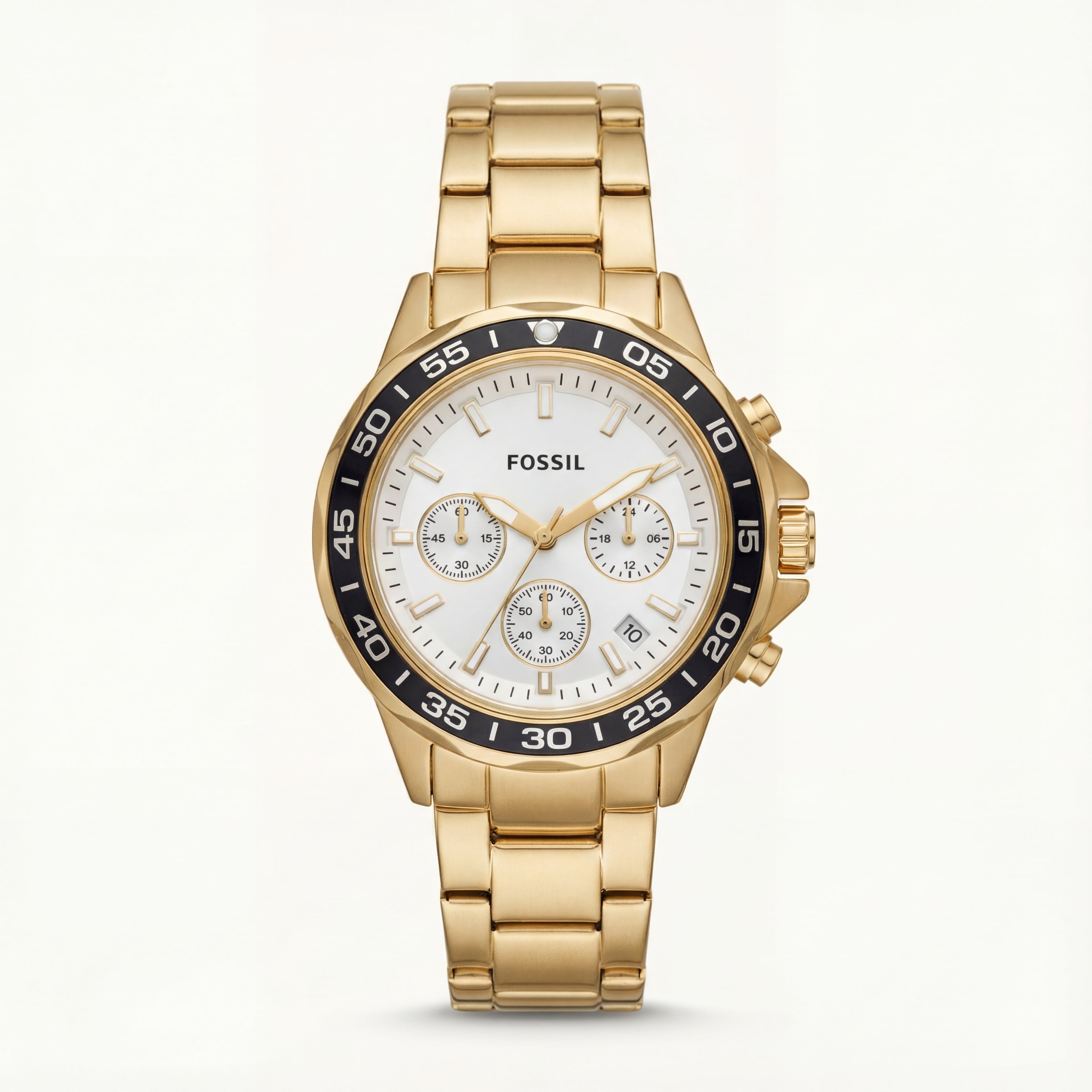 Luxury Gold Steel White Chronograph Dial Men’s Watch