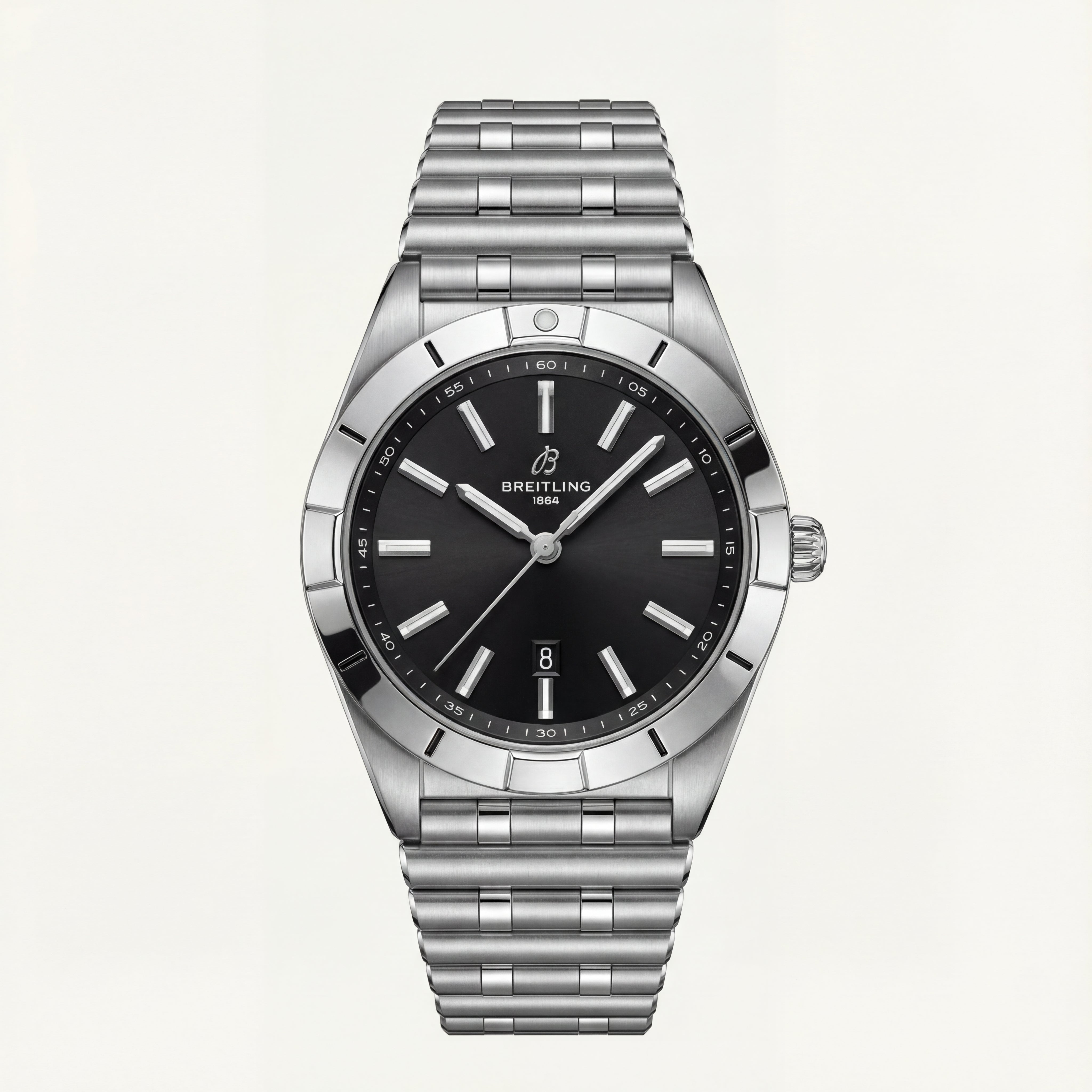 Silver Steel Black Dial Minimalist Men’s Watch