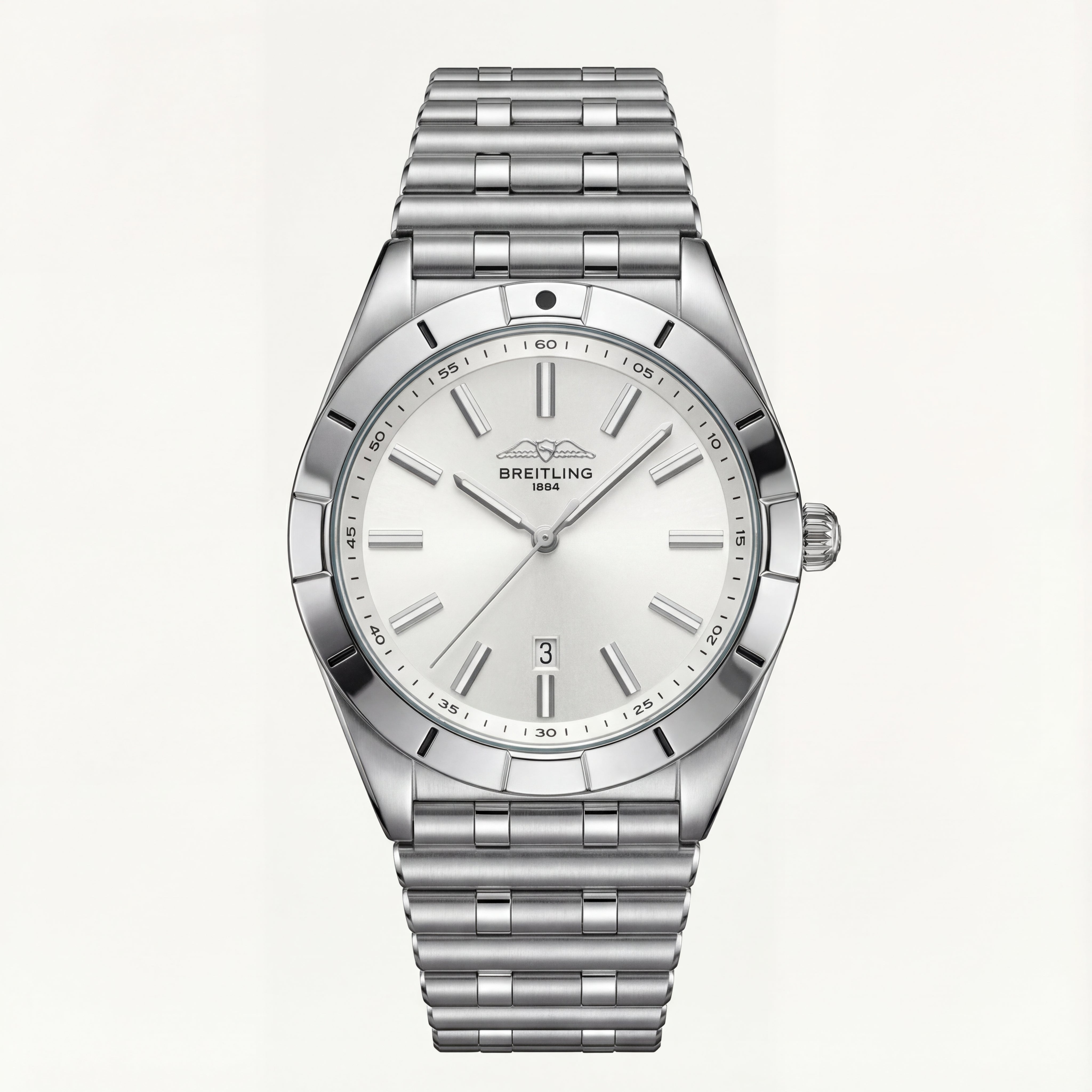 Silver White Sunray Dial Stainless Steel Luxury Men’s Watch