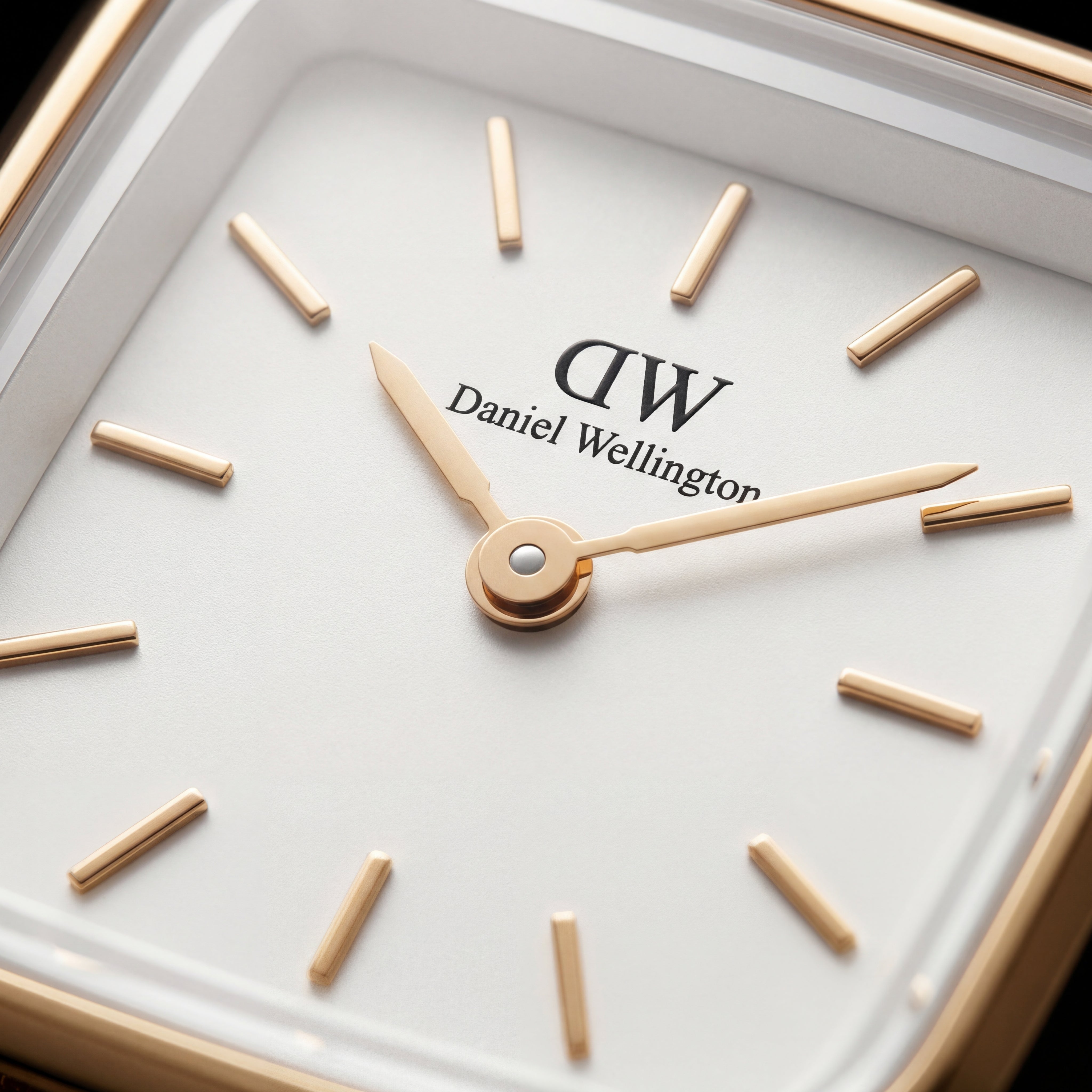 Gold Square Case White Dial Mesh Strap Watch
