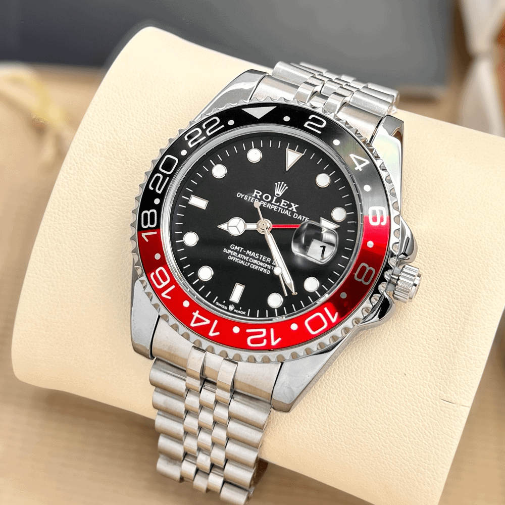 Premium Silver GMT Style Luxury Watch Black Red Coke Bezel Jubilee Bracelet Classic Luxury Watch – Men