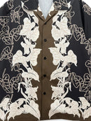 Men's Lapel Collar Button-Up Floral Print Shirt