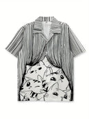 Men'S Casual Shirt with Cute Cat Printed Shirt