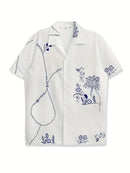 Men's Casual Attire Floral Print Short Sleeve Shirt