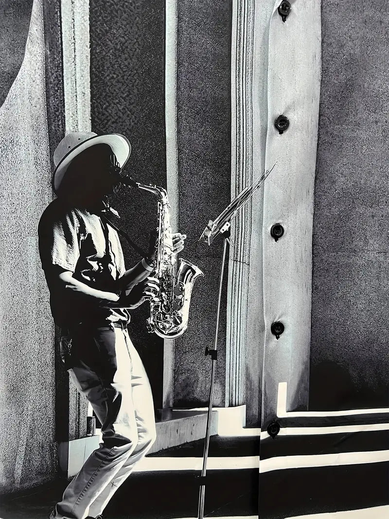 Men's Casual Saxophone Oil Painting Print