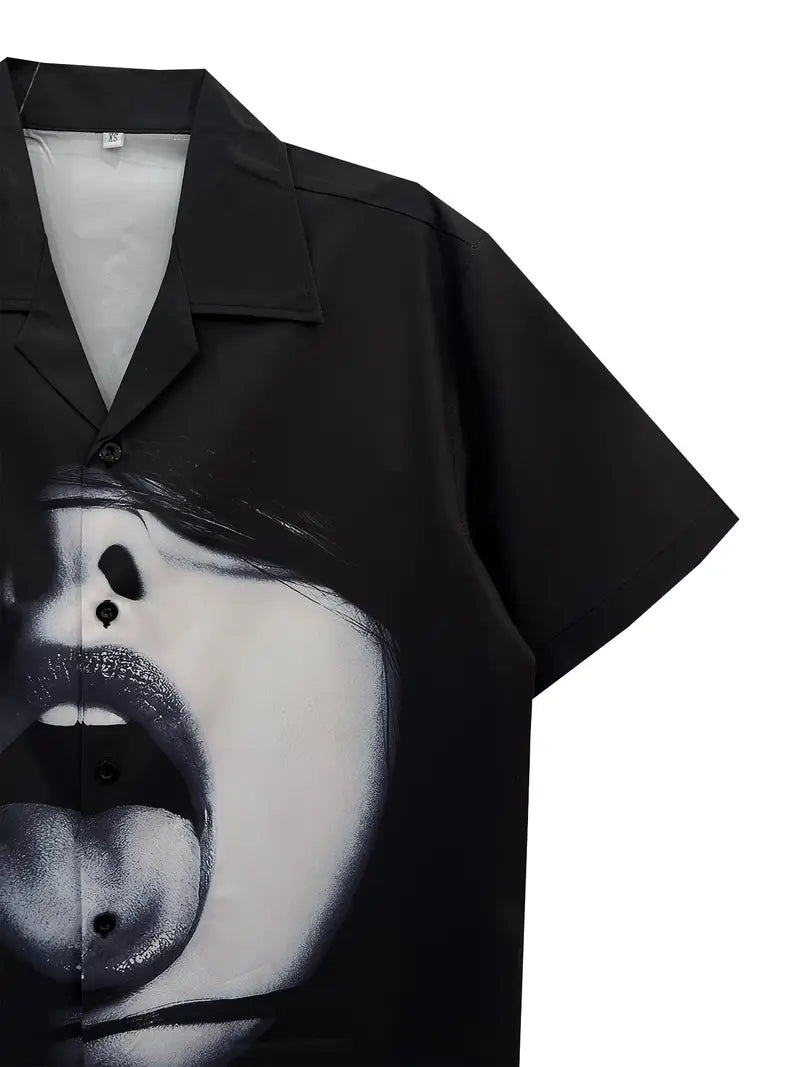 Men's Casual Dark Elements Abstract Shirt