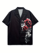 Men's Elegant Vintage Black Floral Print Shirt