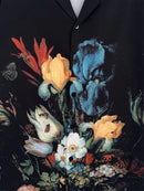 Men's Black Floral Oil Painting Style Casual Shirt