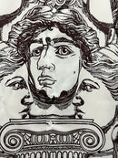 Men's Casual Face Sketch Print Button-Up Shirt