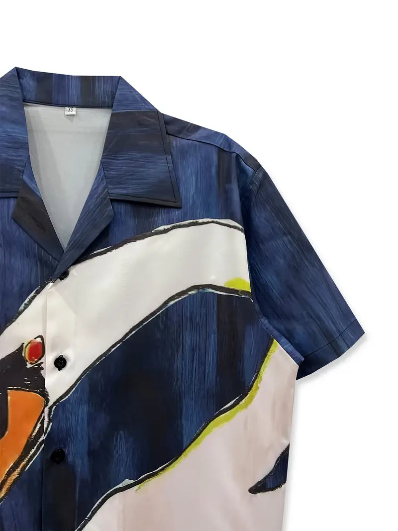 Men's Casual Goose Design Painting Shirt