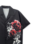 Men's Elegant Vintage Black Floral Print Shirt