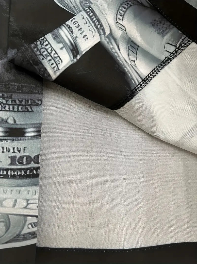 Men's Versatile Cat And Money Print Shirt