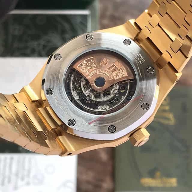 Premium Gold Stainless Steel Skeleton Automatic Watch Open-Work Dial Octagonal Bezel Luxury Watch – Men