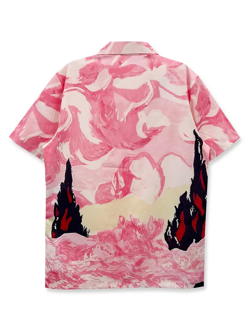 Men's Pink Floral Abstract Shirt