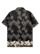 Men's Lapel Collar Button-Up Floral Print Shirt