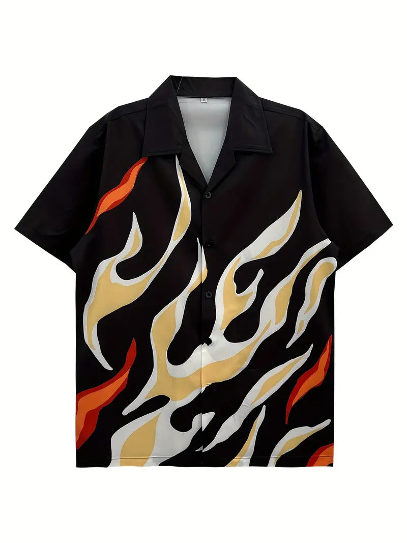 Men's Casual Flame Pattern Shirt